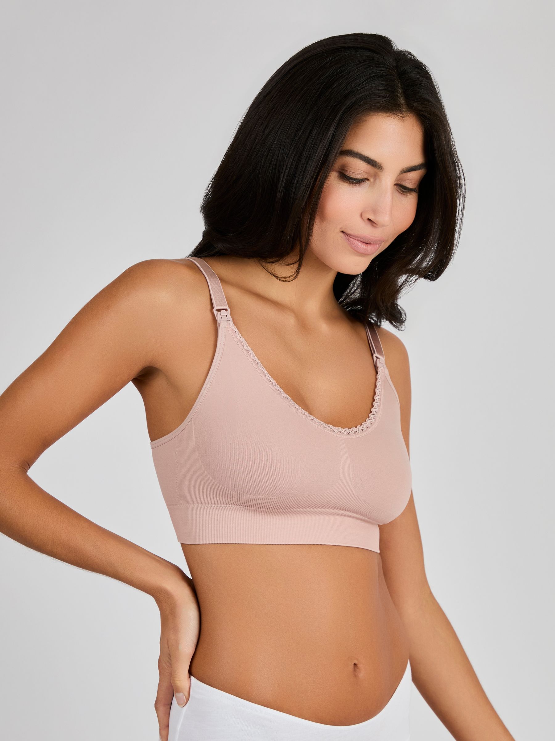 Pink Emma-Jane Lace Trim Seamless Maternity & Nursing Bra - Image 1 of 4