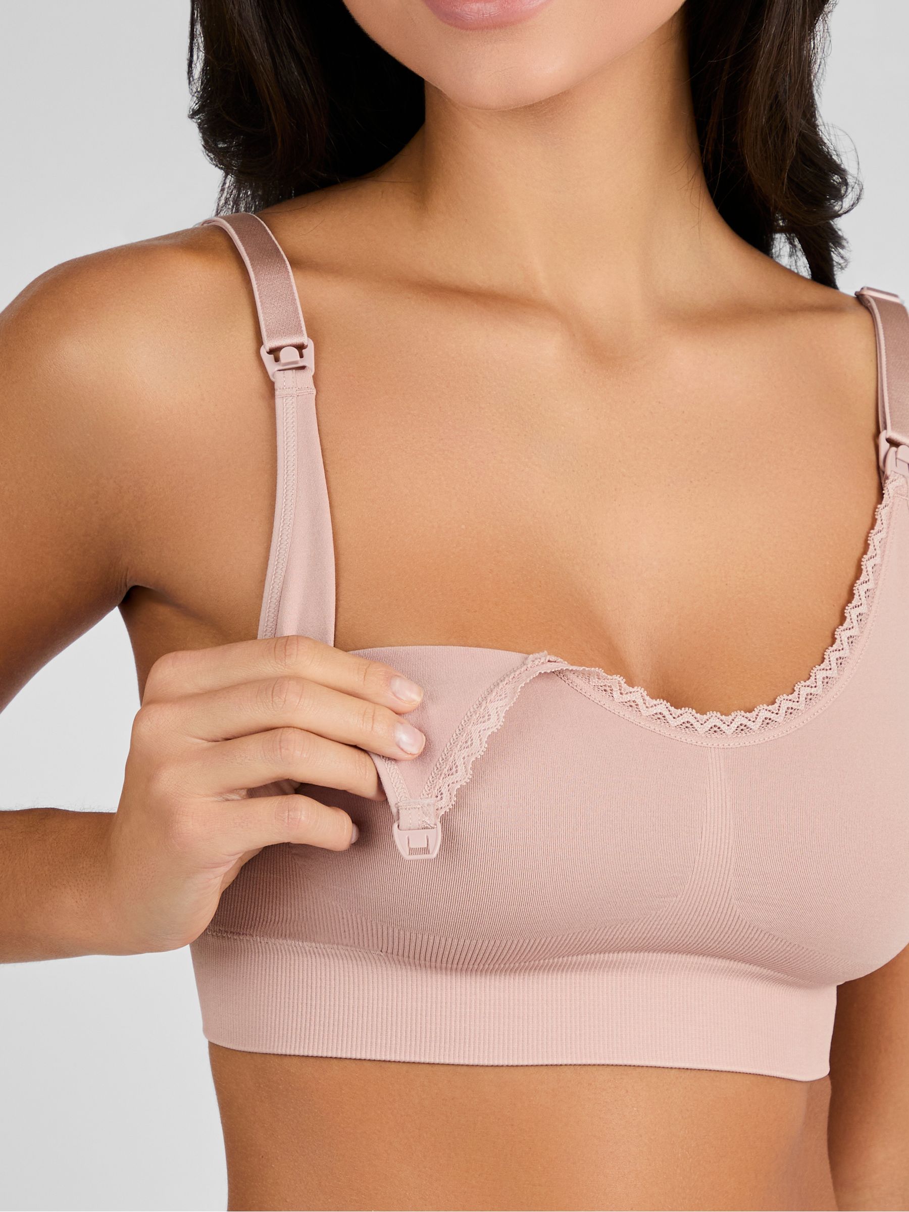 Pink Emma-Jane Lace Trim Seamless Maternity & Nursing Bra - Image 2 of 4