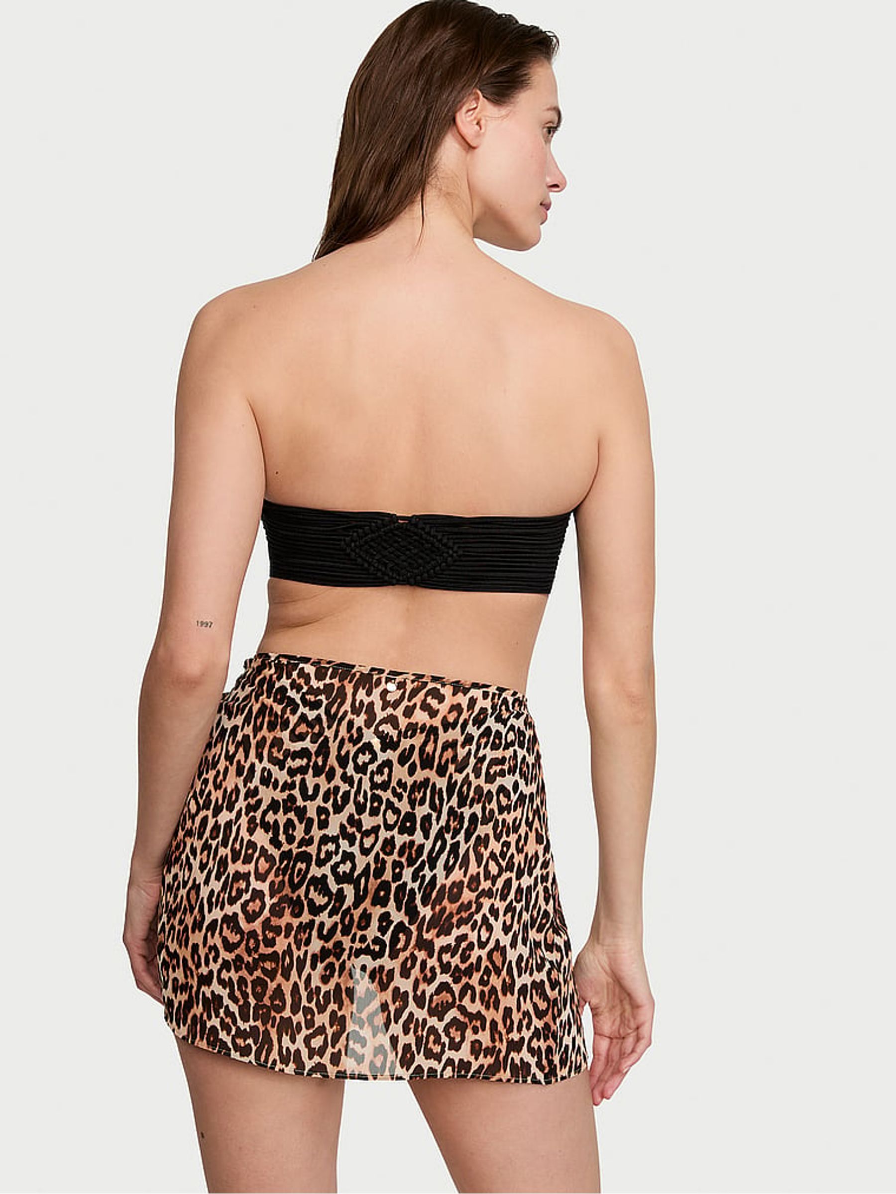 Leopard Brown Sheer Crinkle Sarong - Image 2 of 3