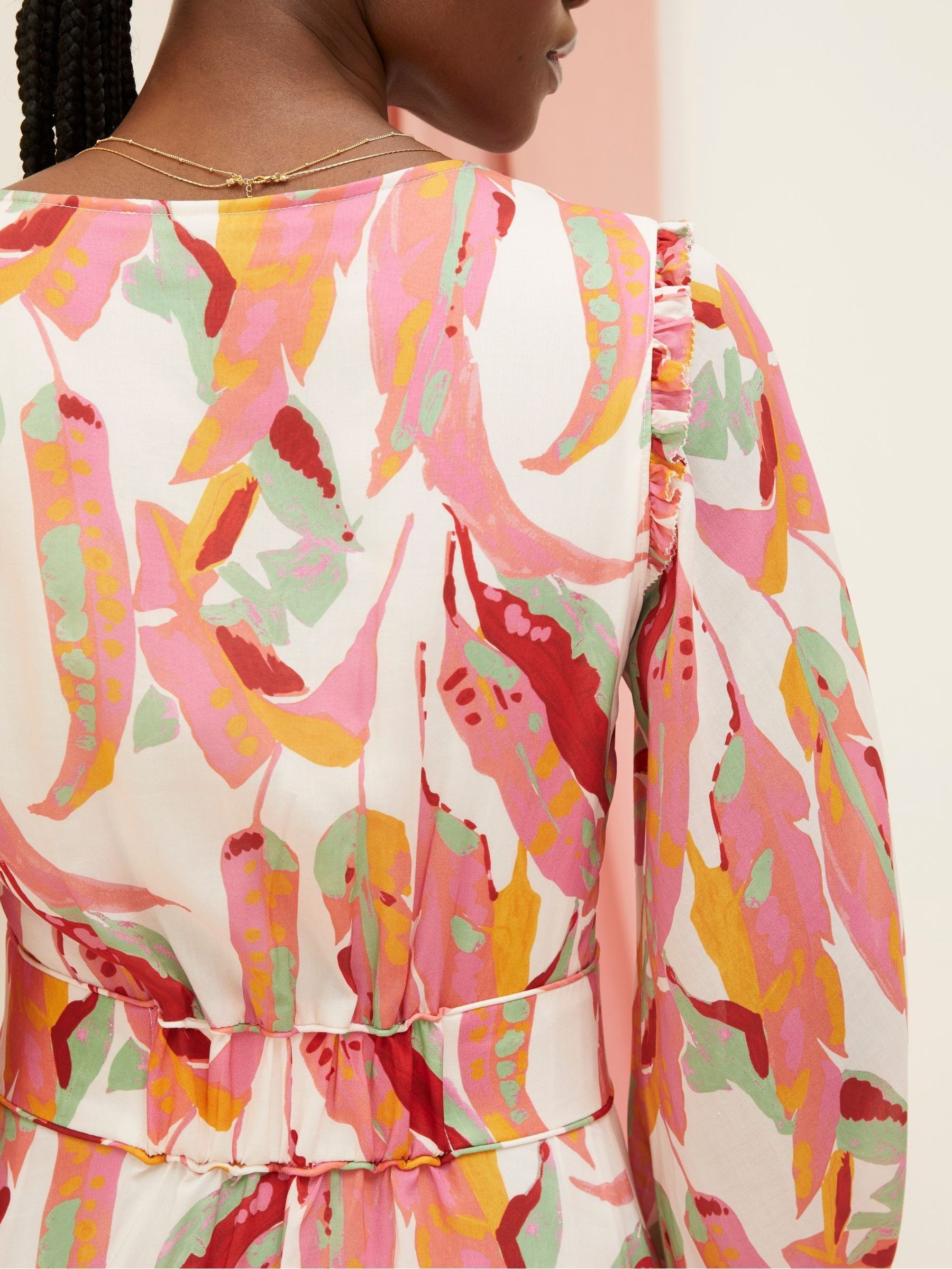 Peony Pink Painted Leaves Maxi Dress - Image 7 of 8