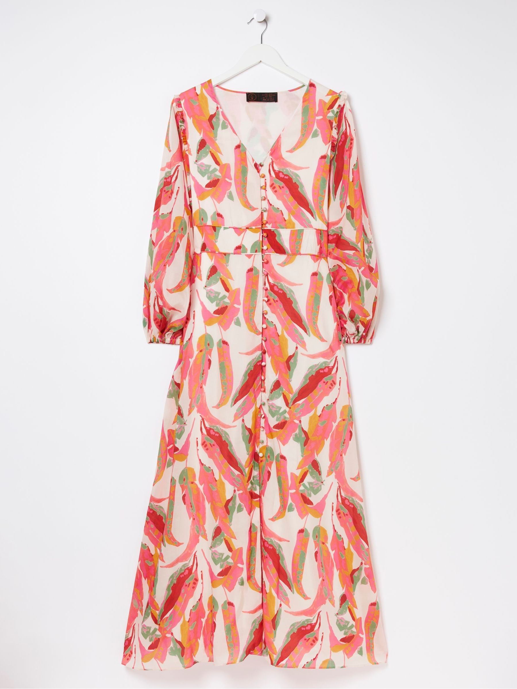 Peony Pink Painted Leaves Maxi Dress - Image 8 of 8