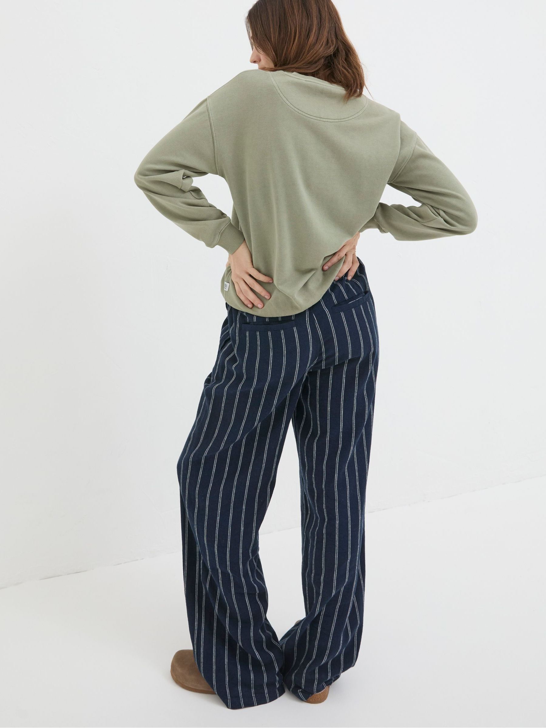 Iva Blue Stripe Linen Blend Trousers - Image 2 of 5