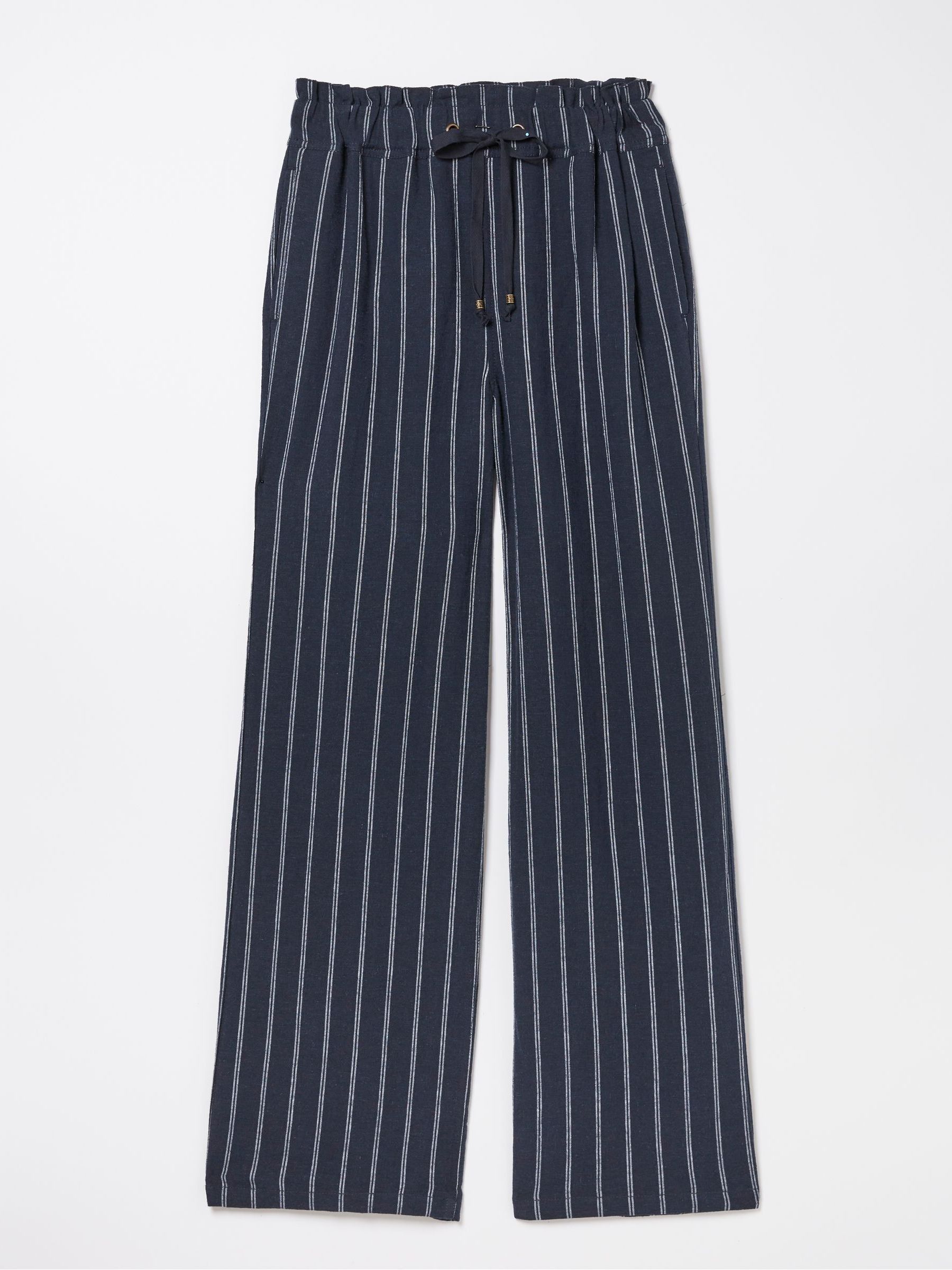 Iva Blue Stripe Linen Blend Trousers - Image 5 of 5