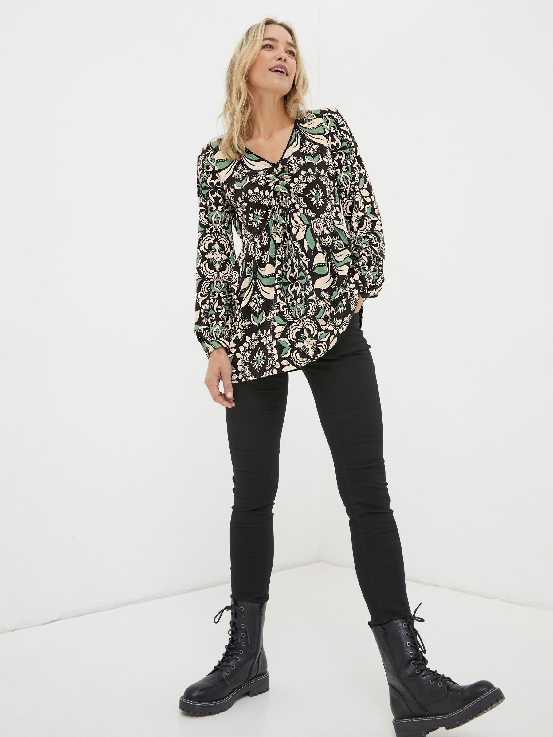 Black Gina Mosaic Leaf Tunic - Image 1 of 6