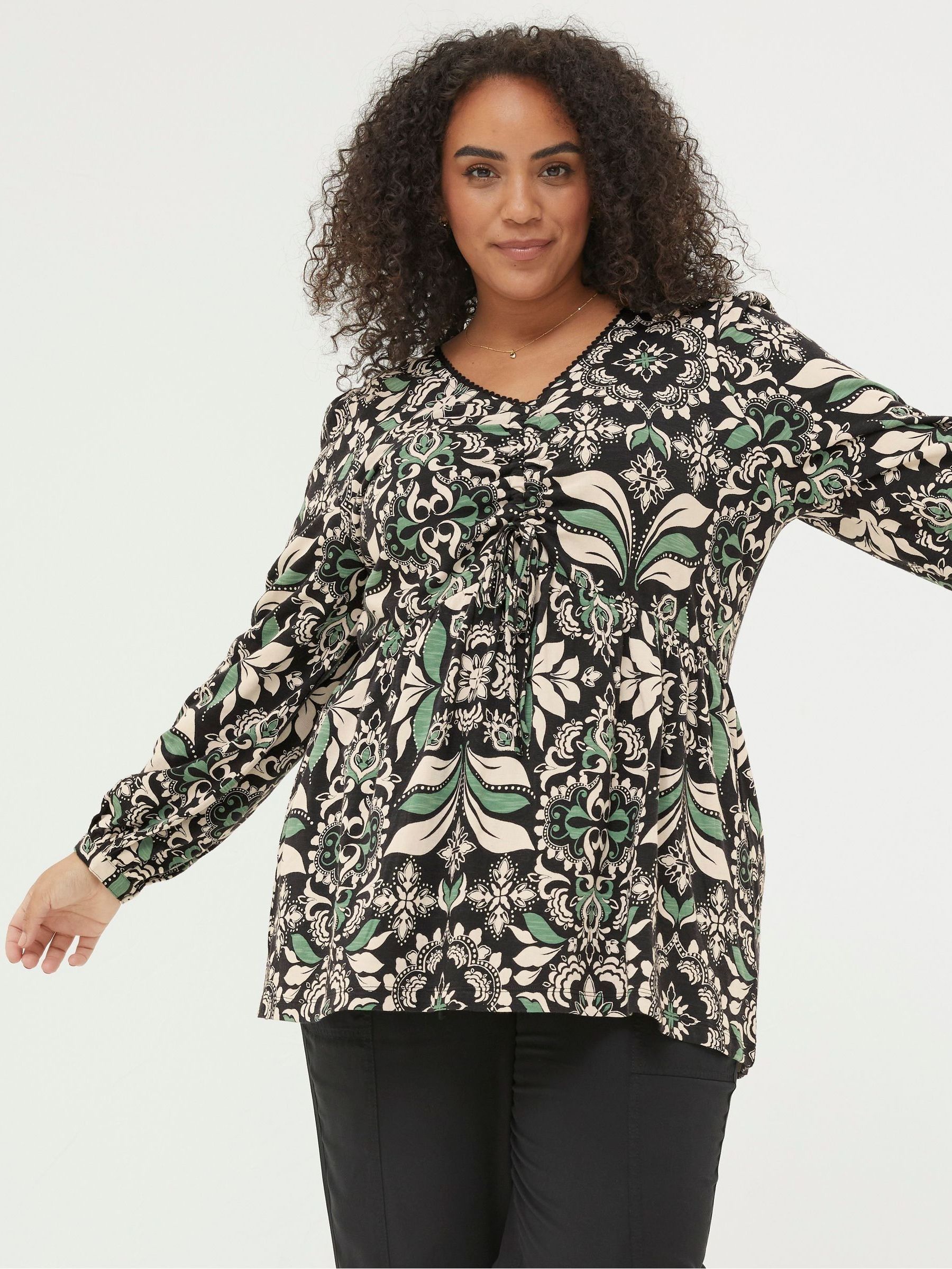 Black Gina Mosaic Leaf Tunic - Image 3 of 6