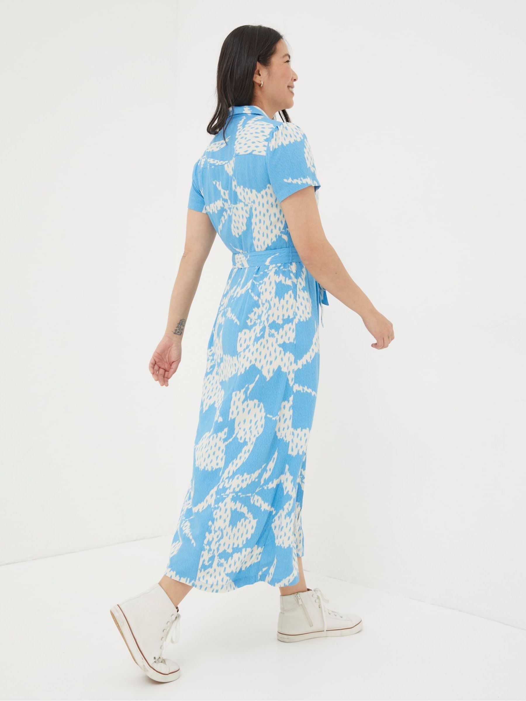 Blue Aster Textured Leaves Midi Dress - Image 3 of 7