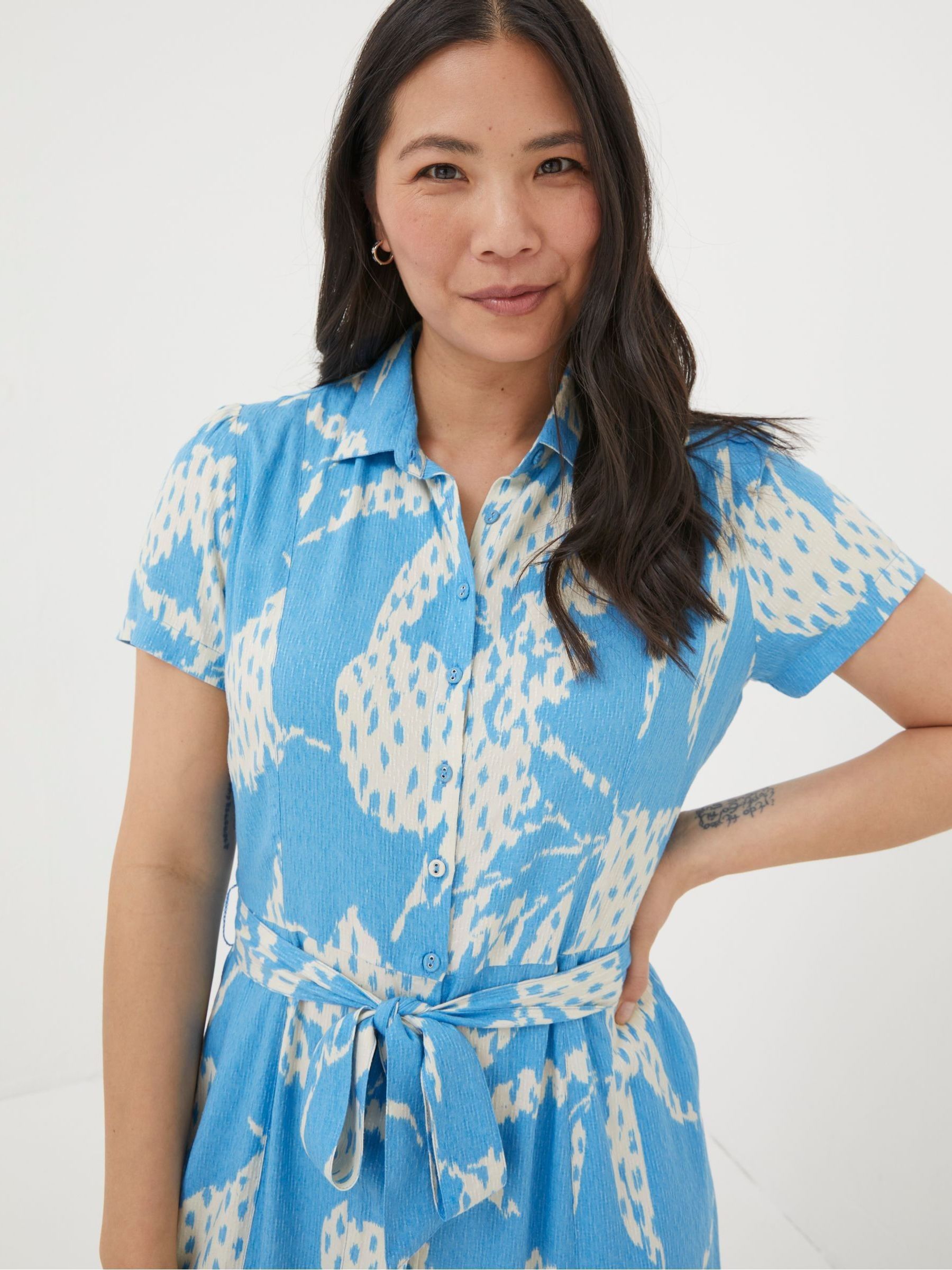 Blue Aster Textured Leaves Midi Dress - Image 4 of 7