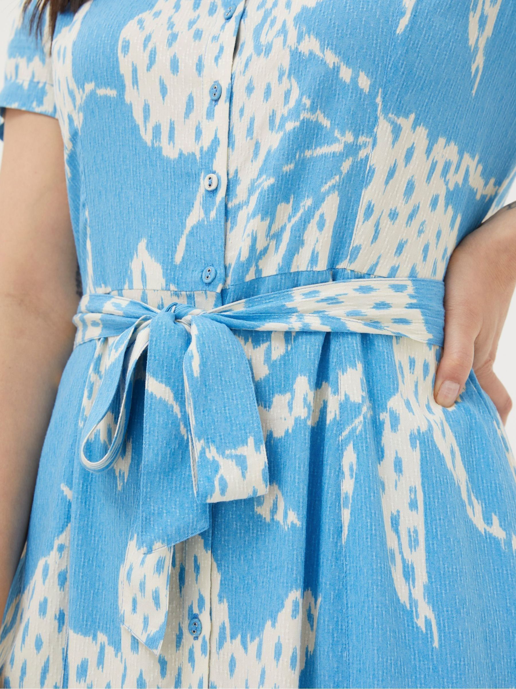 Blue Aster Textured Leaves Midi Dress - Image 6 of 7