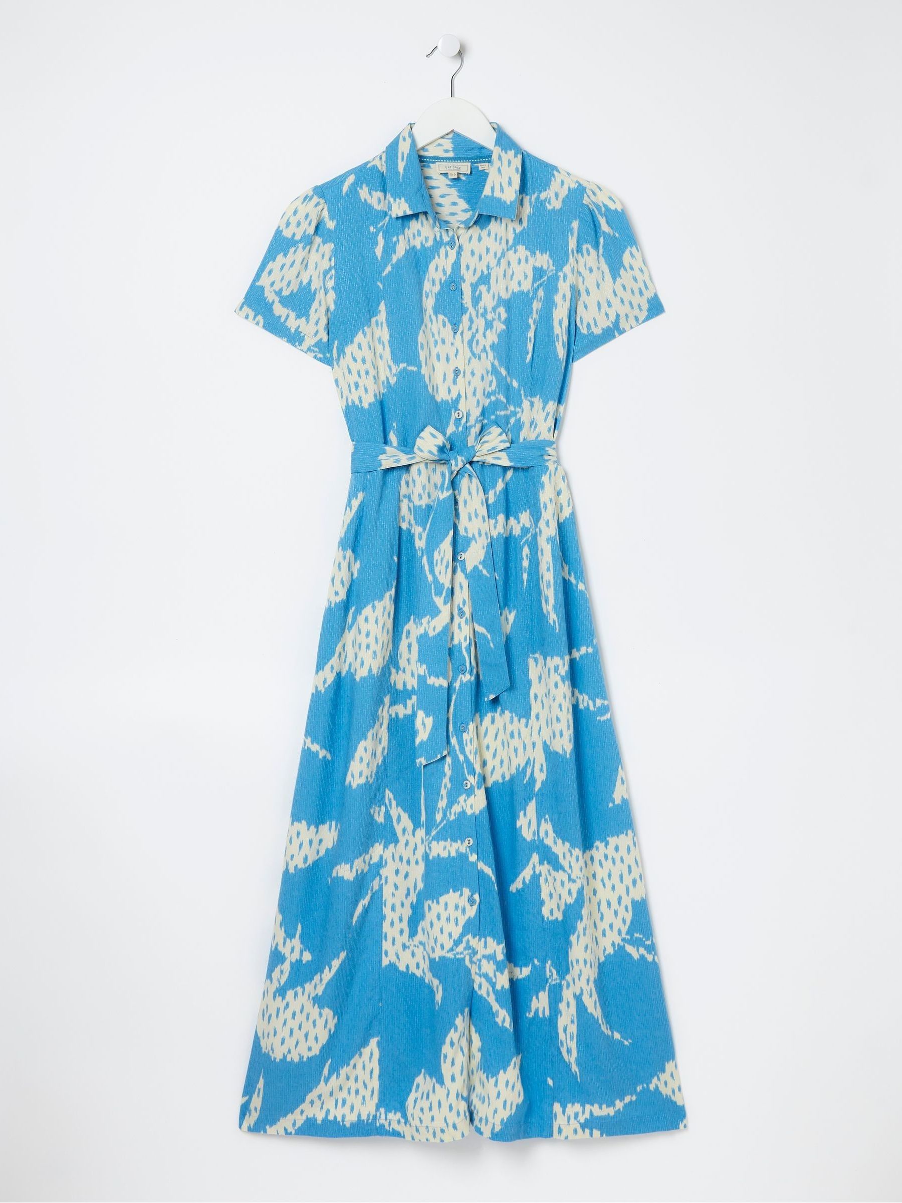 Blue Aster Textured Leaves Midi Dress - Image 7 of 7