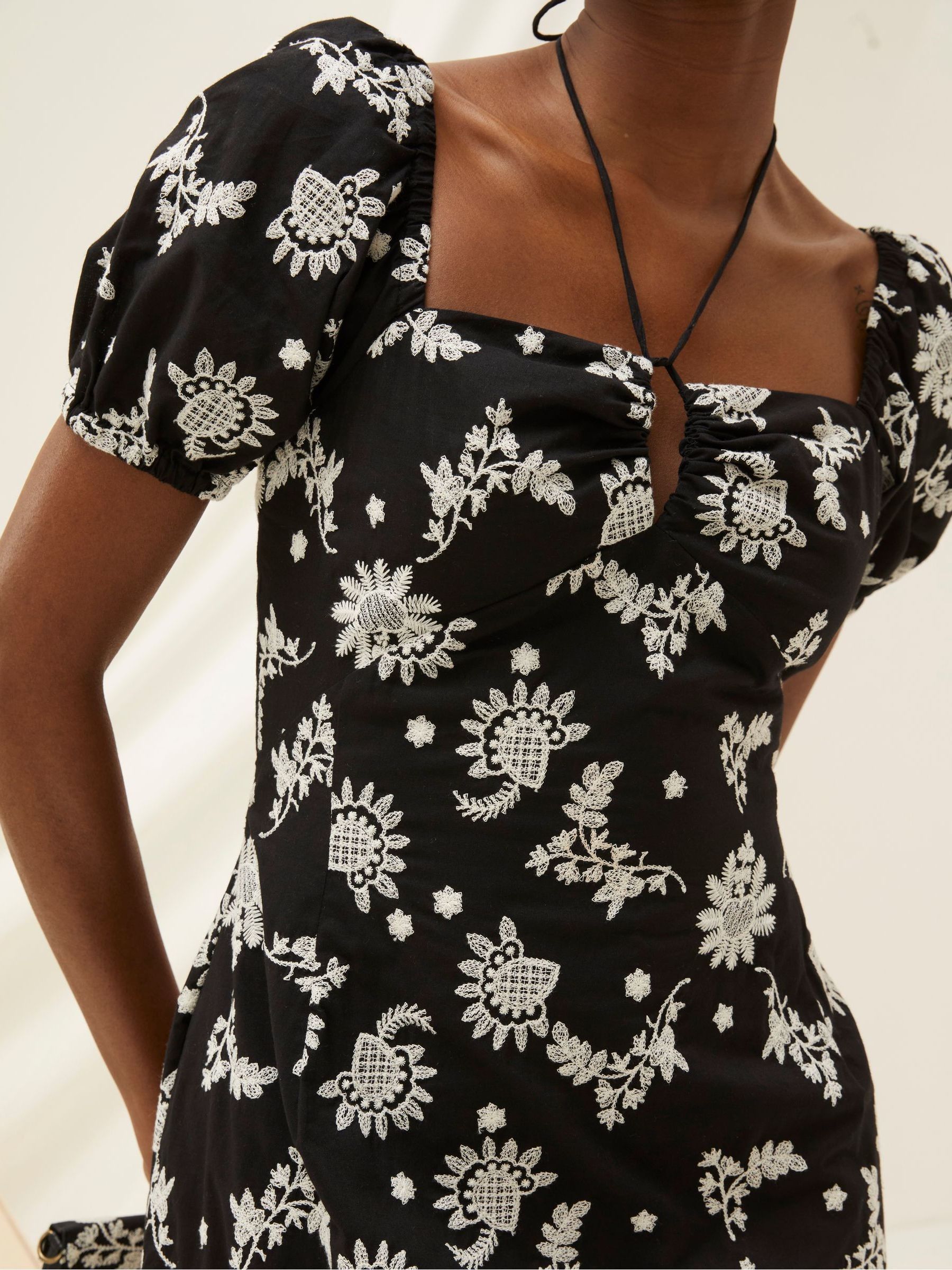 Black Lotus Embroidered Midi Dress - Image 6 of 7