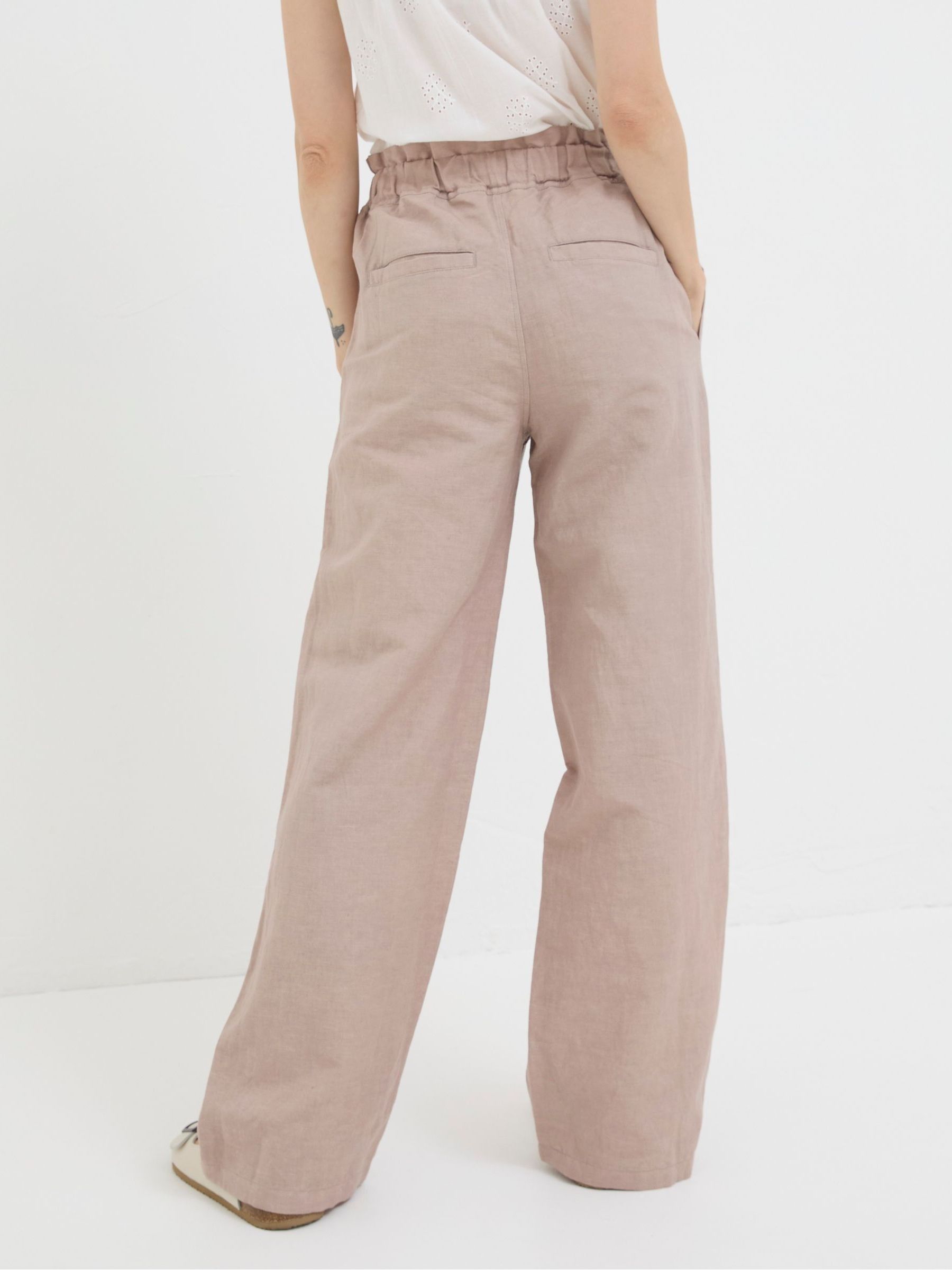 Iva Natural Wide Leg 100% Linen Trousers - Image 2 of 5