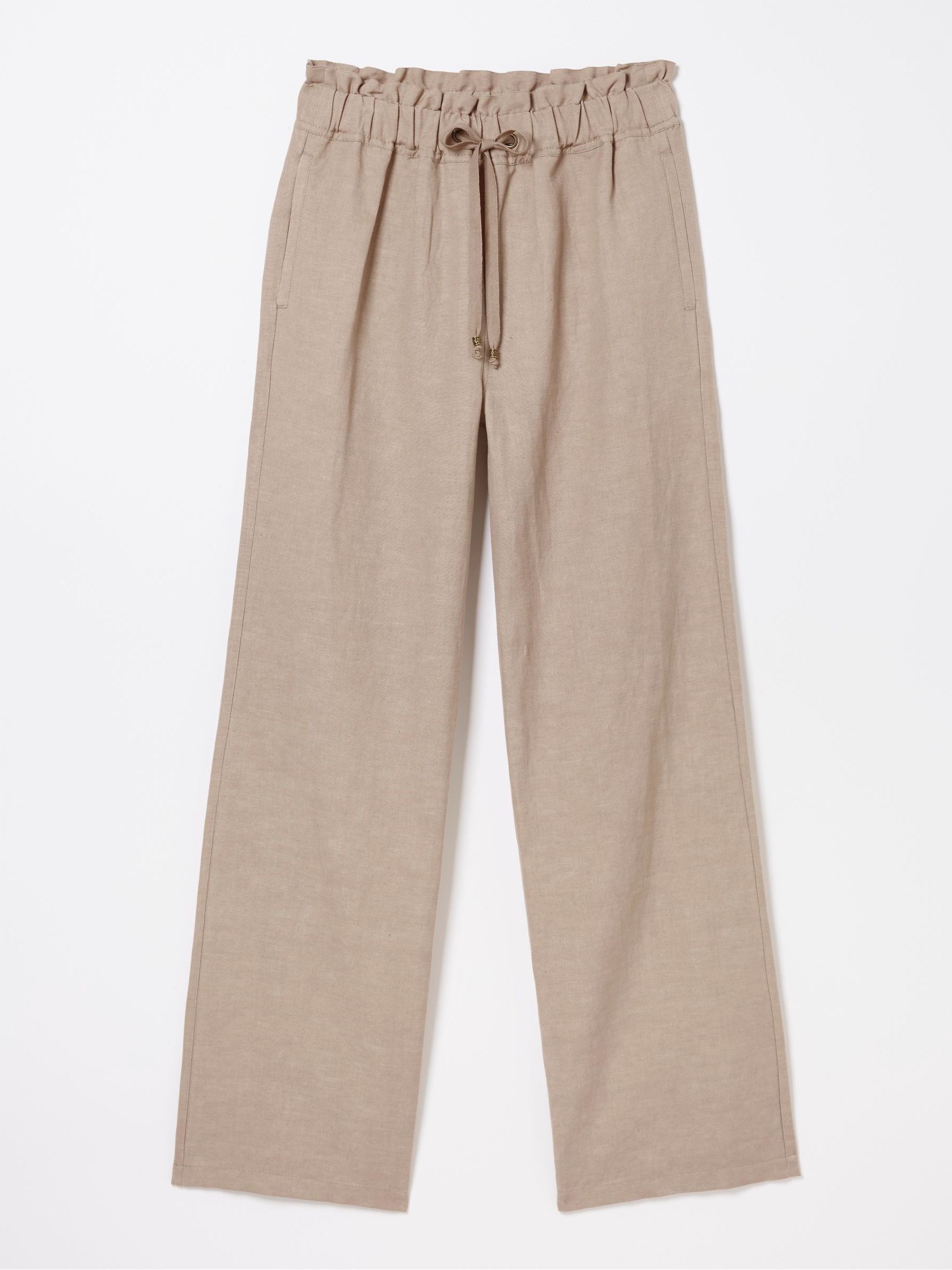 Iva Natural Wide Leg 100% Linen Trousers - Image 5 of 5