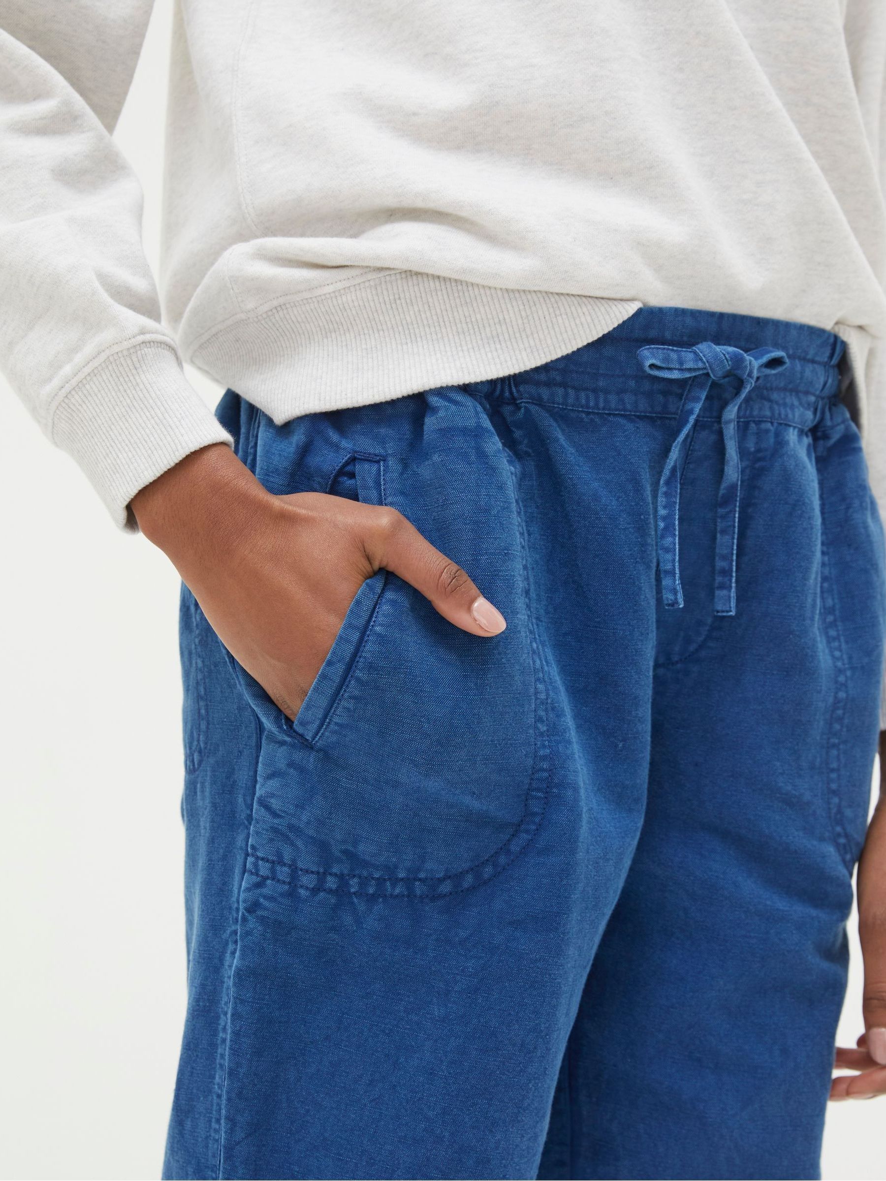Lyme Blue Linen Blend Joggers - Image 3 of 3