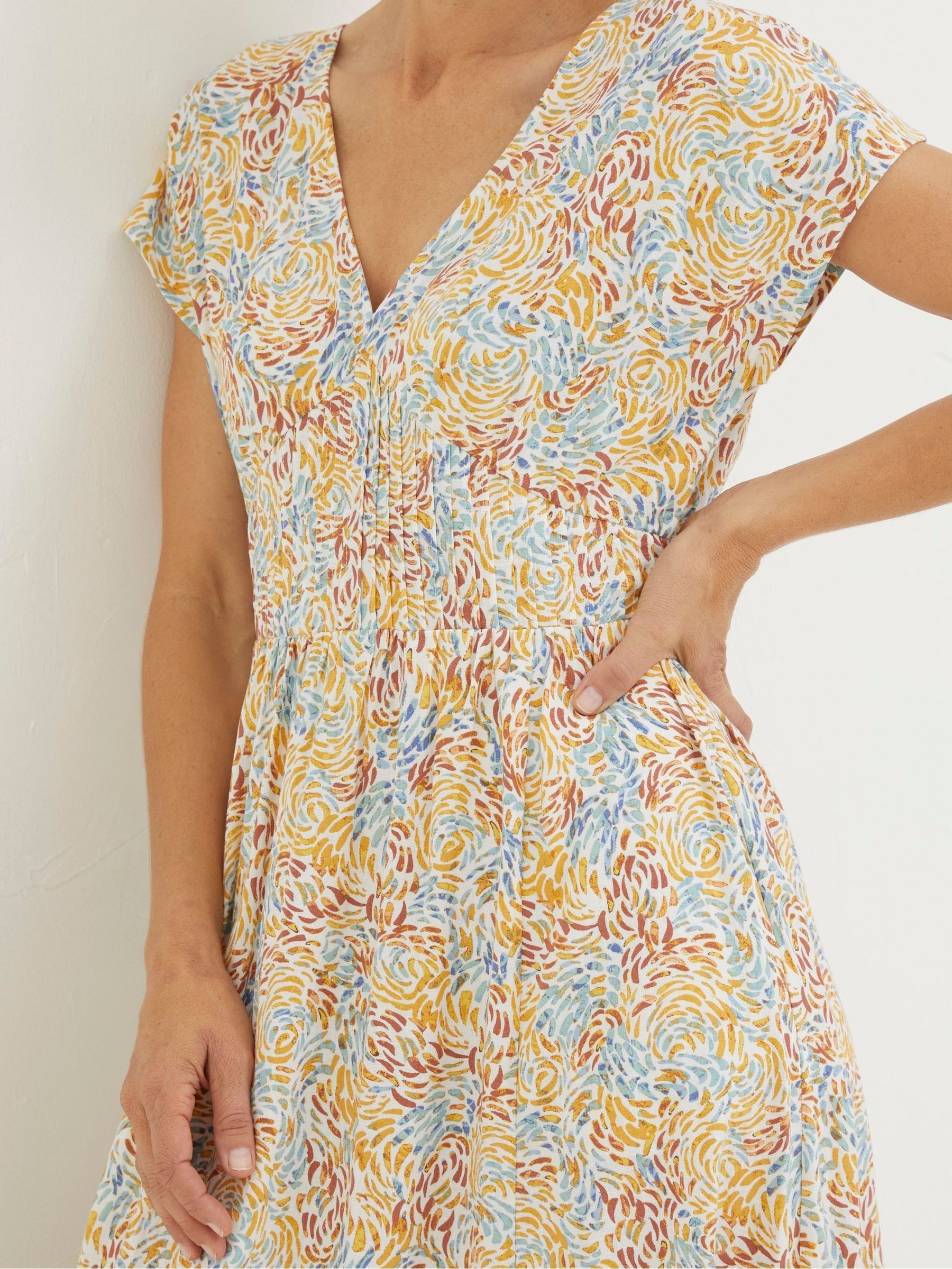 Natural Linen Blend Midi Dress - Image 4 of 6