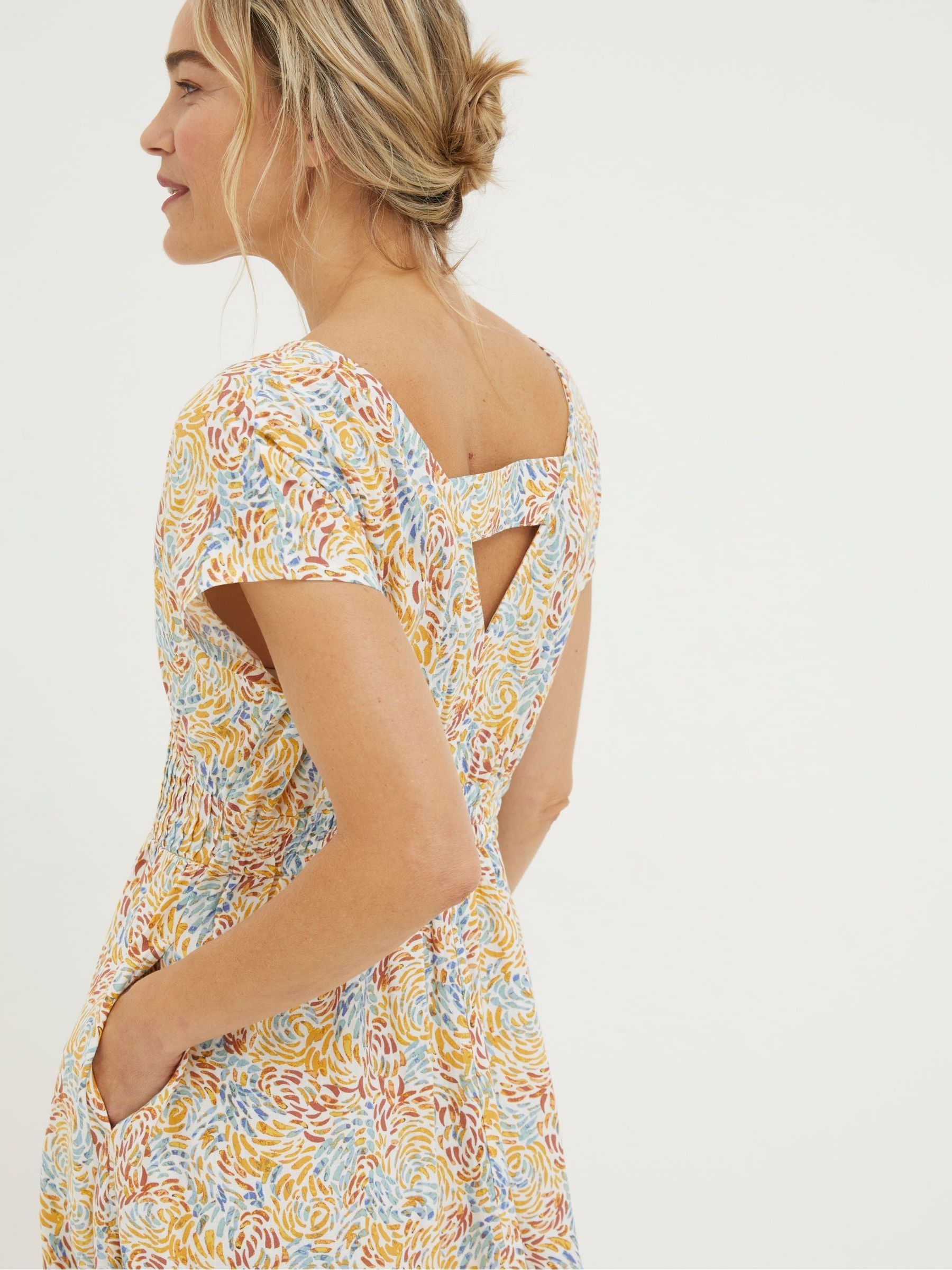 Natural Linen Blend Midi Dress - Image 5 of 6