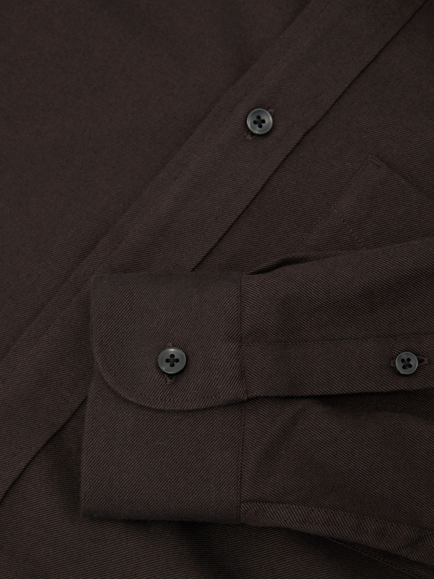 Cotton Flannel Button-Down Shirt Regular-Fit in Dark Brown - Image 7 of 7