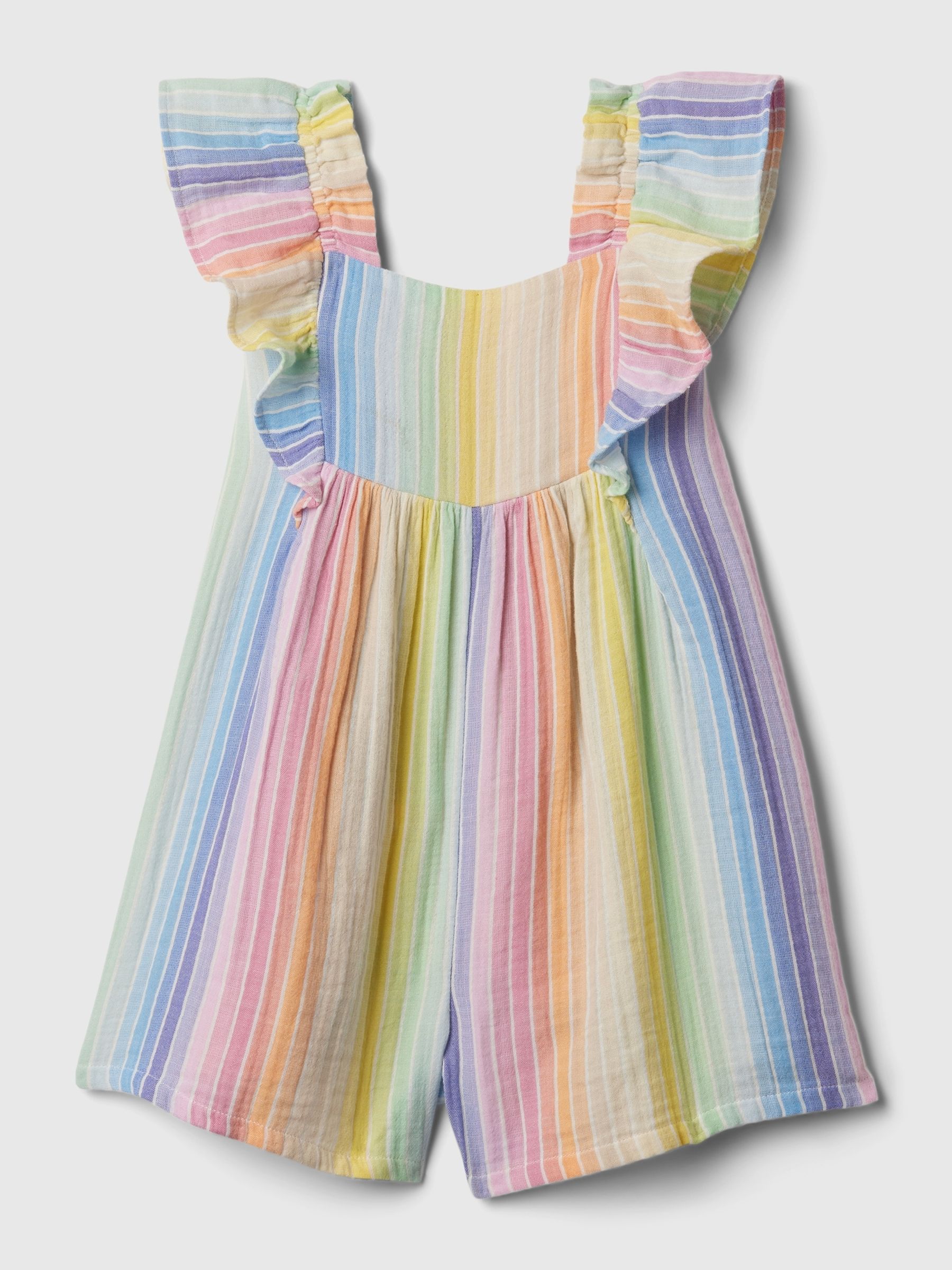White Rainbow Crinkle Cotton Flutter Sleeve Rompersuit (6mths-5yrs) - Image 1 of 2