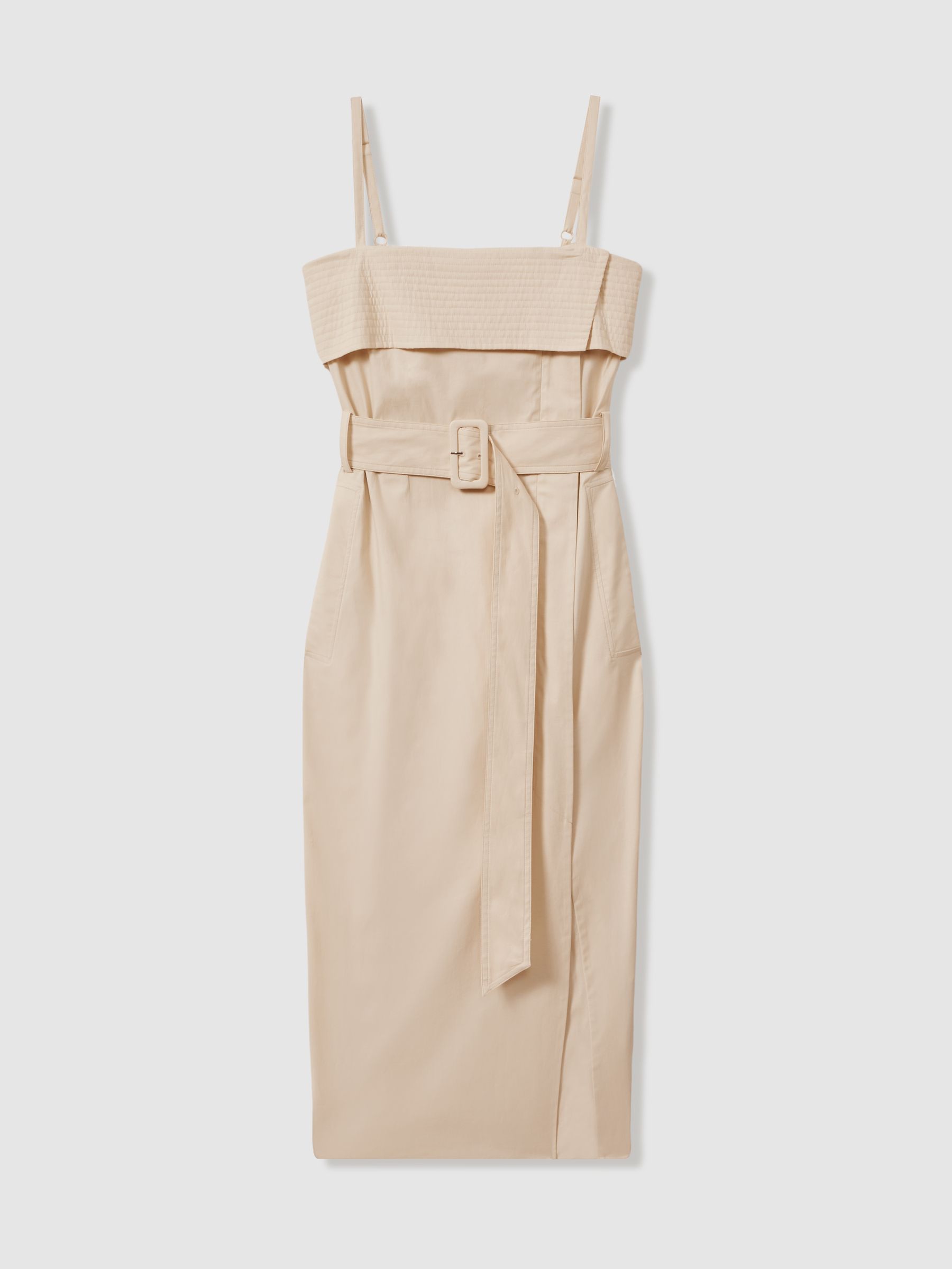 Cargo Belted Midi Dress in Stone - Image 2 of 5