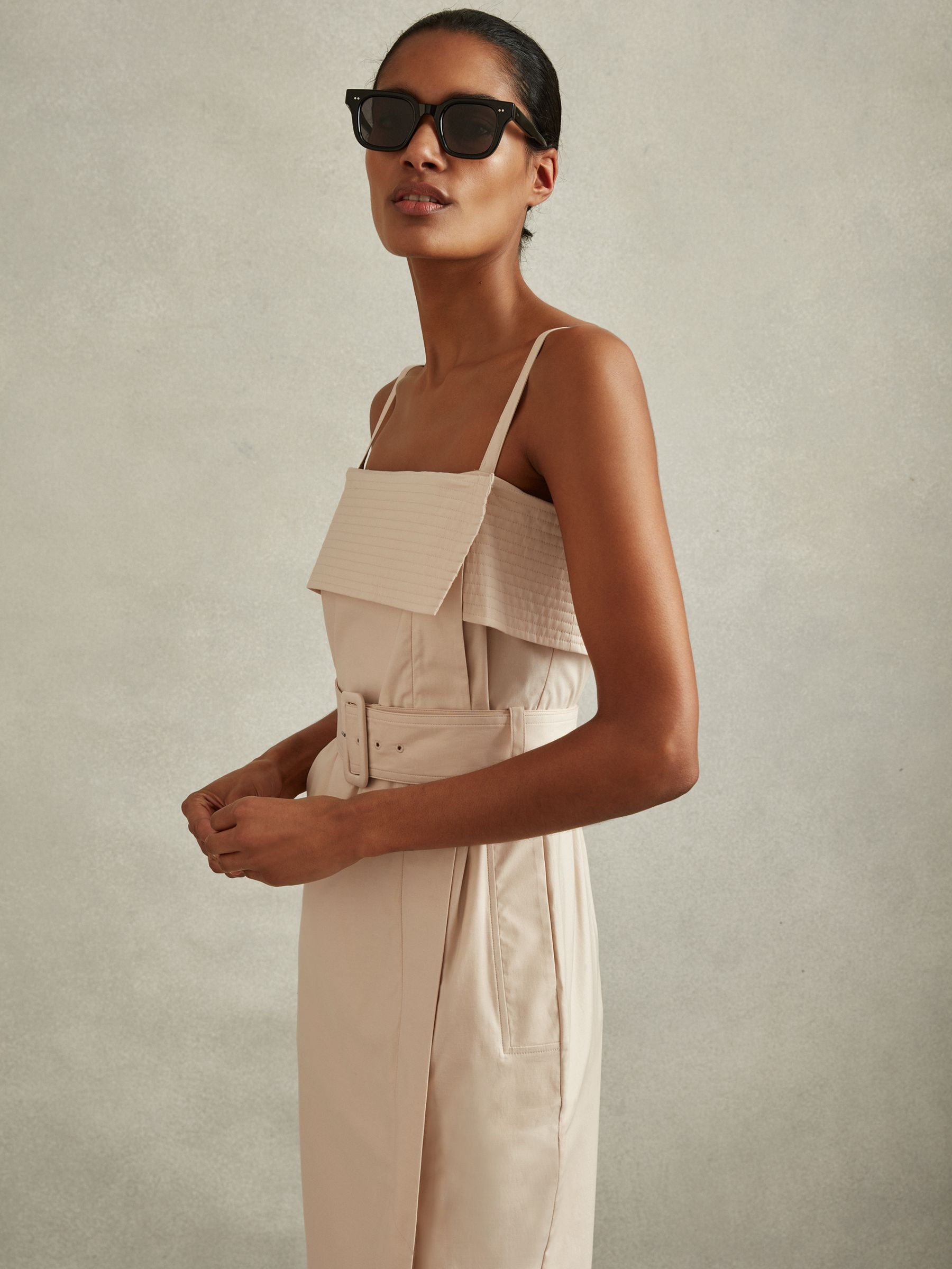 Cargo Belted Midi Dress in Stone - image 3