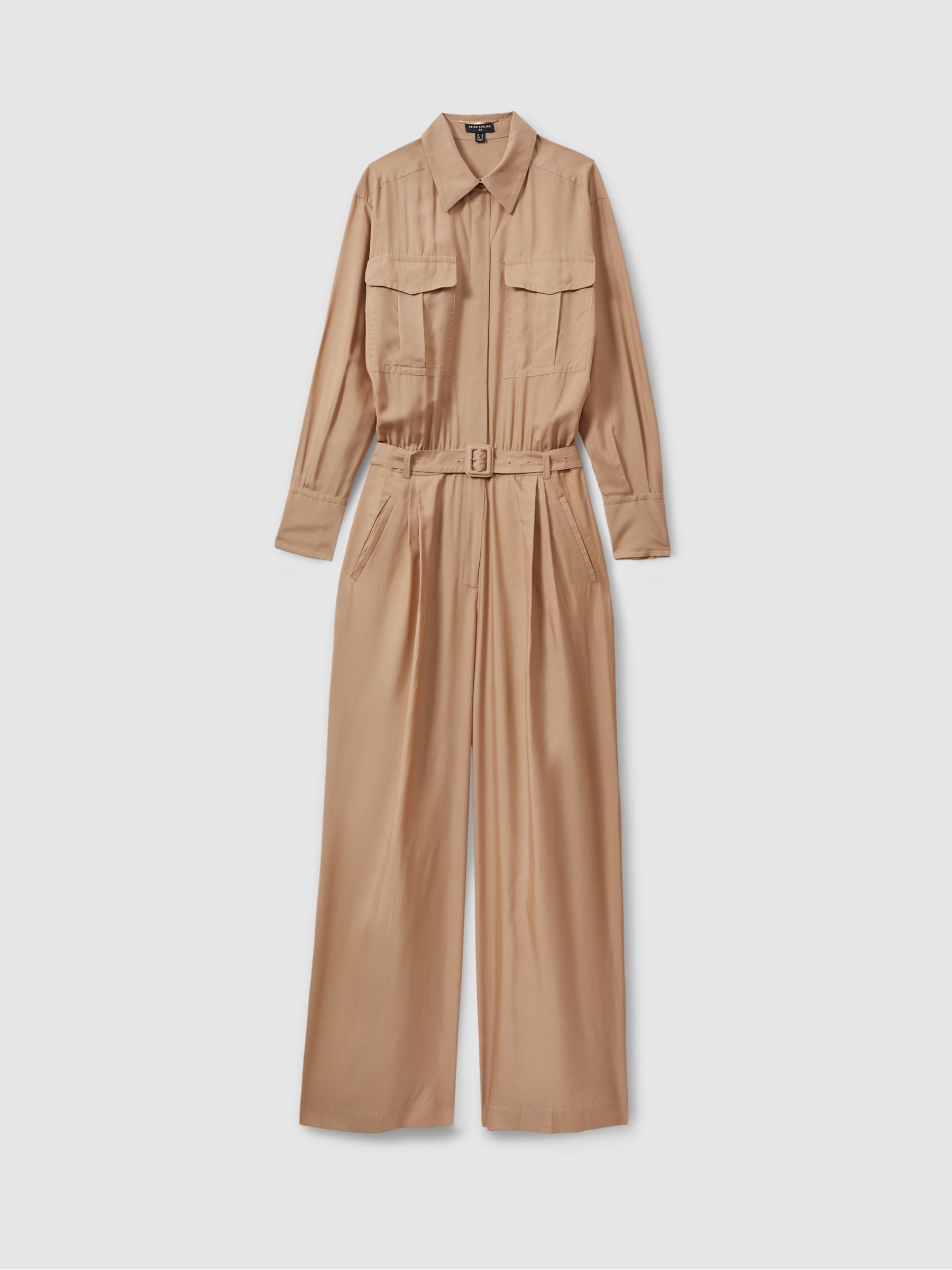 Atelier Belted Wide Leg Jumpsuit in Camel - Image 2 of 6