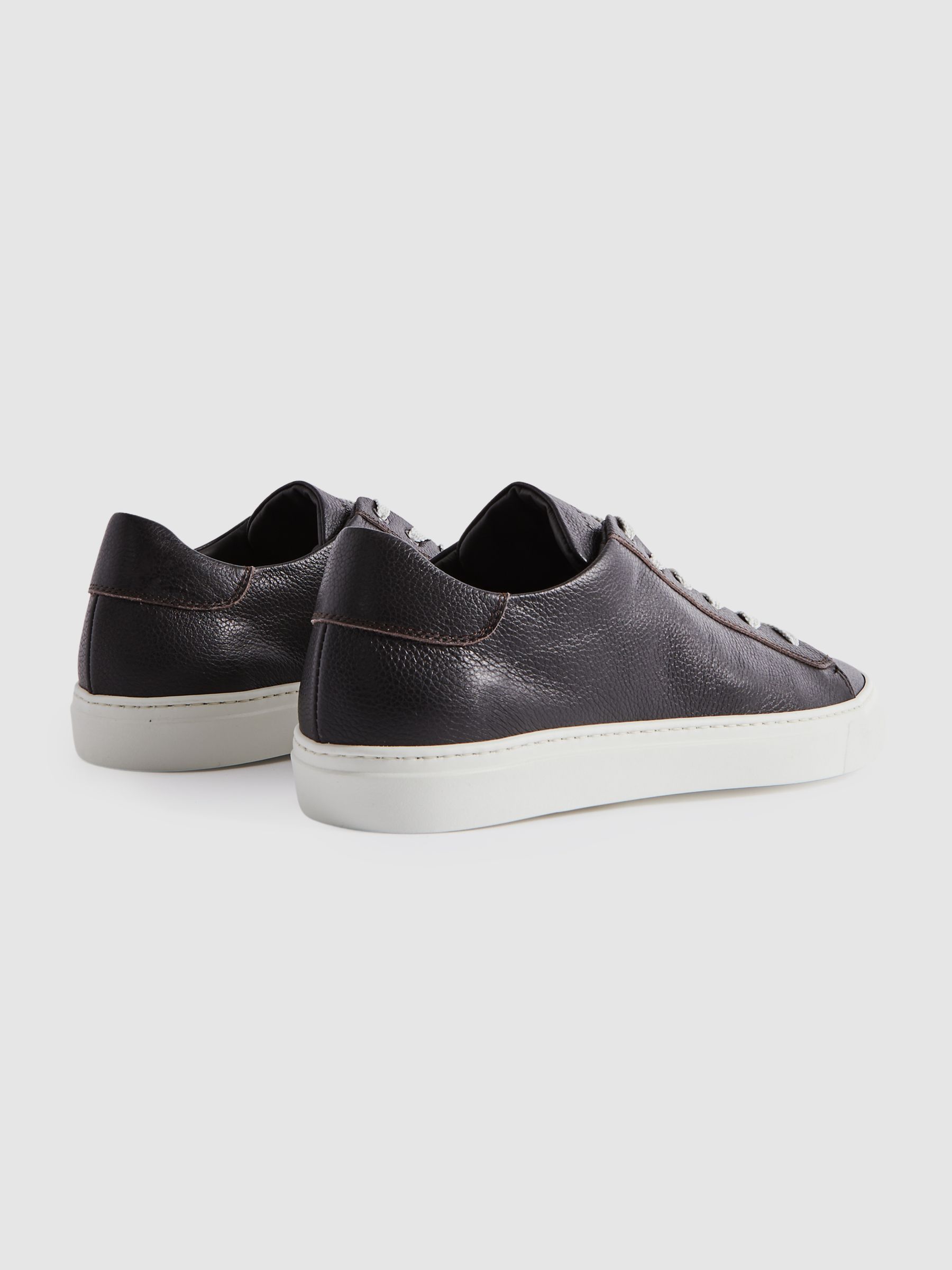Harrys London Grained Leather Trainers in Dark Brown - Image 3 of 4
