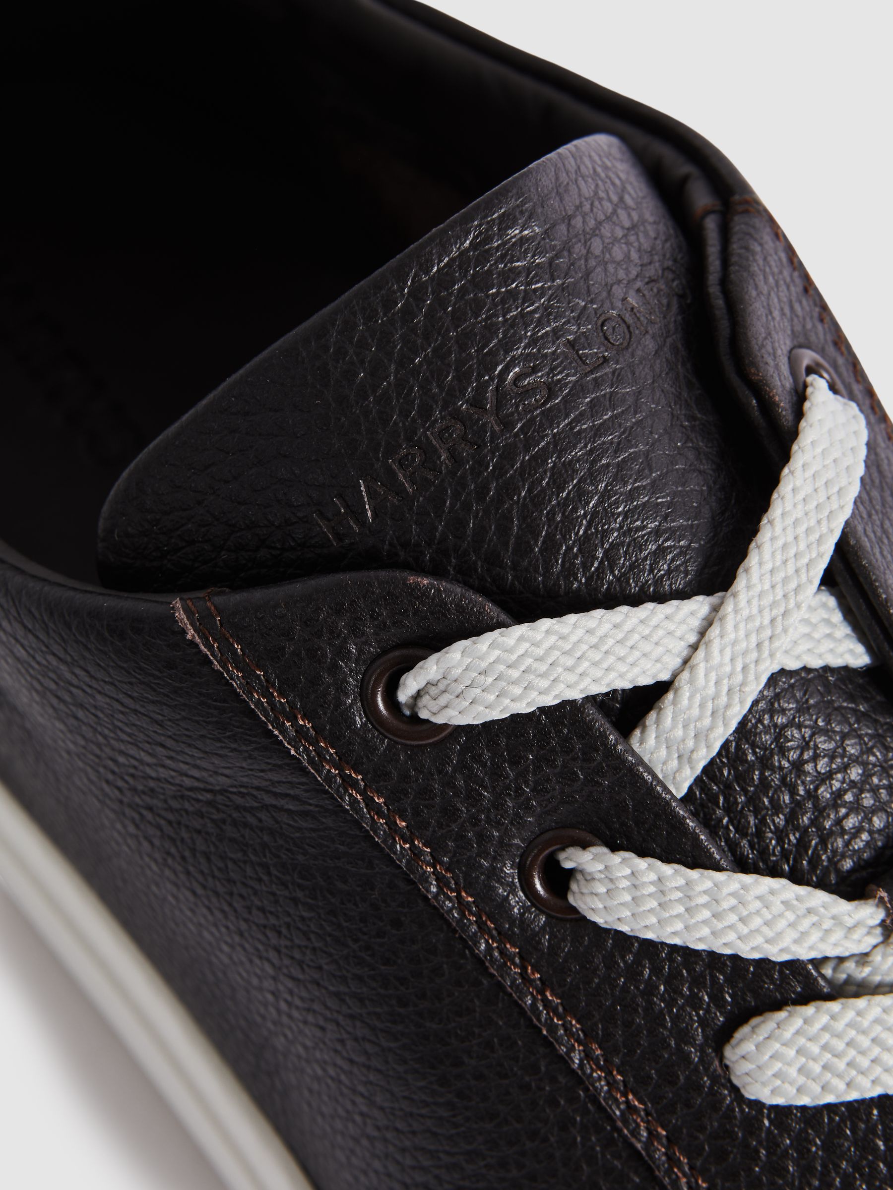 Harrys London Grained Leather Trainers in Dark Brown - Image 4 of 4