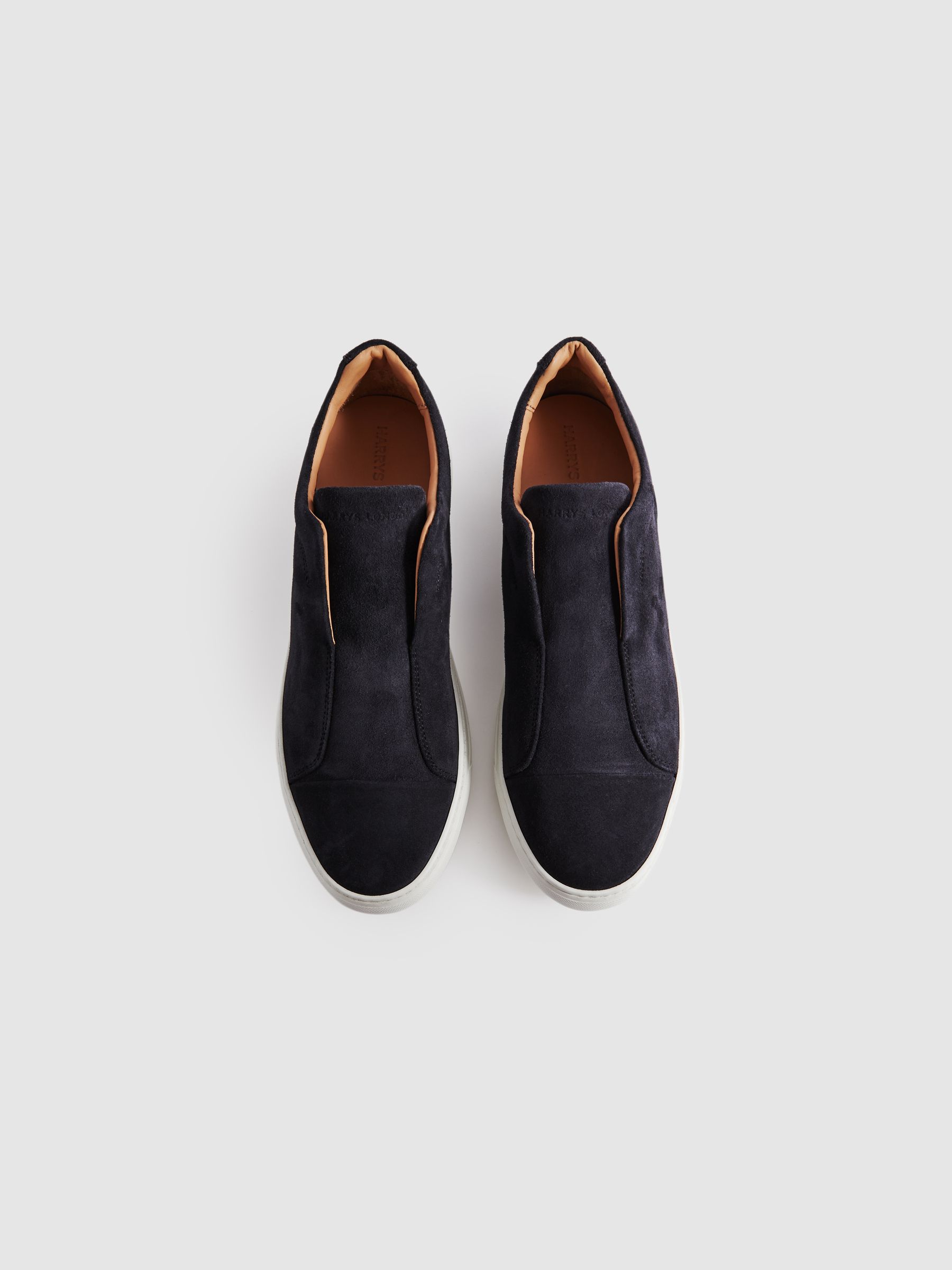 Harrys London Suede Slip-Ons Trainers in Dark Navy - Image 2 of 4