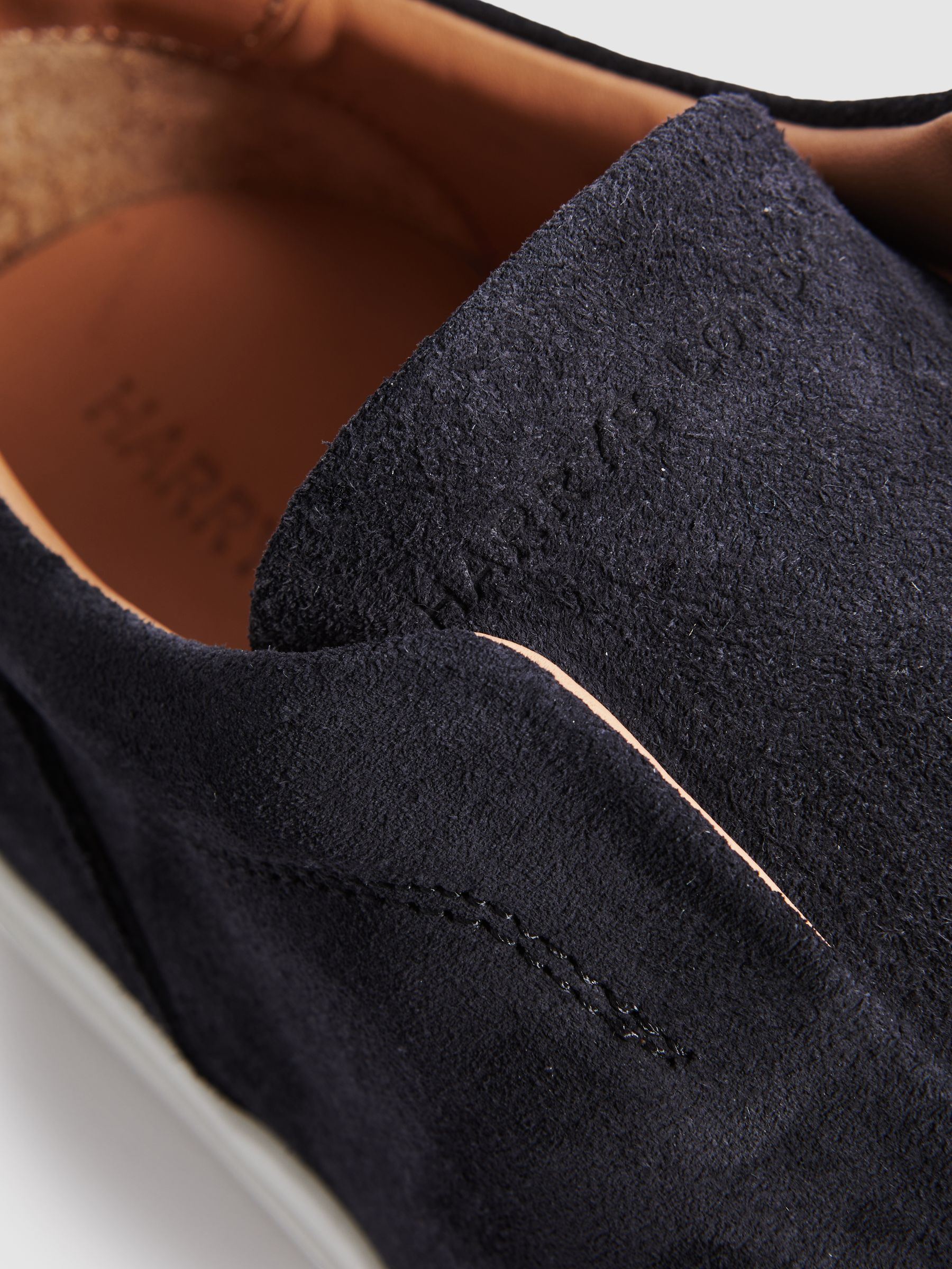 Harrys London Suede Slip-Ons Trainers in Dark Navy - Image 4 of 4