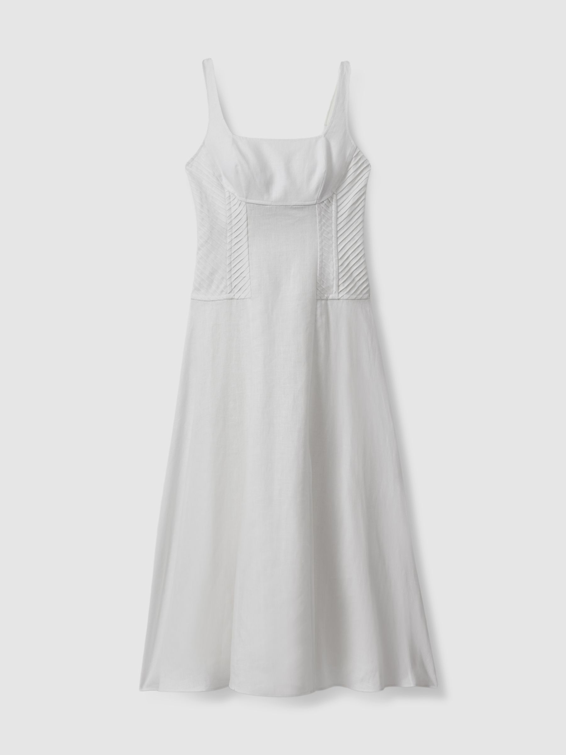 Linen Corset Midi Dress in Ivory - Image 2 of 5
