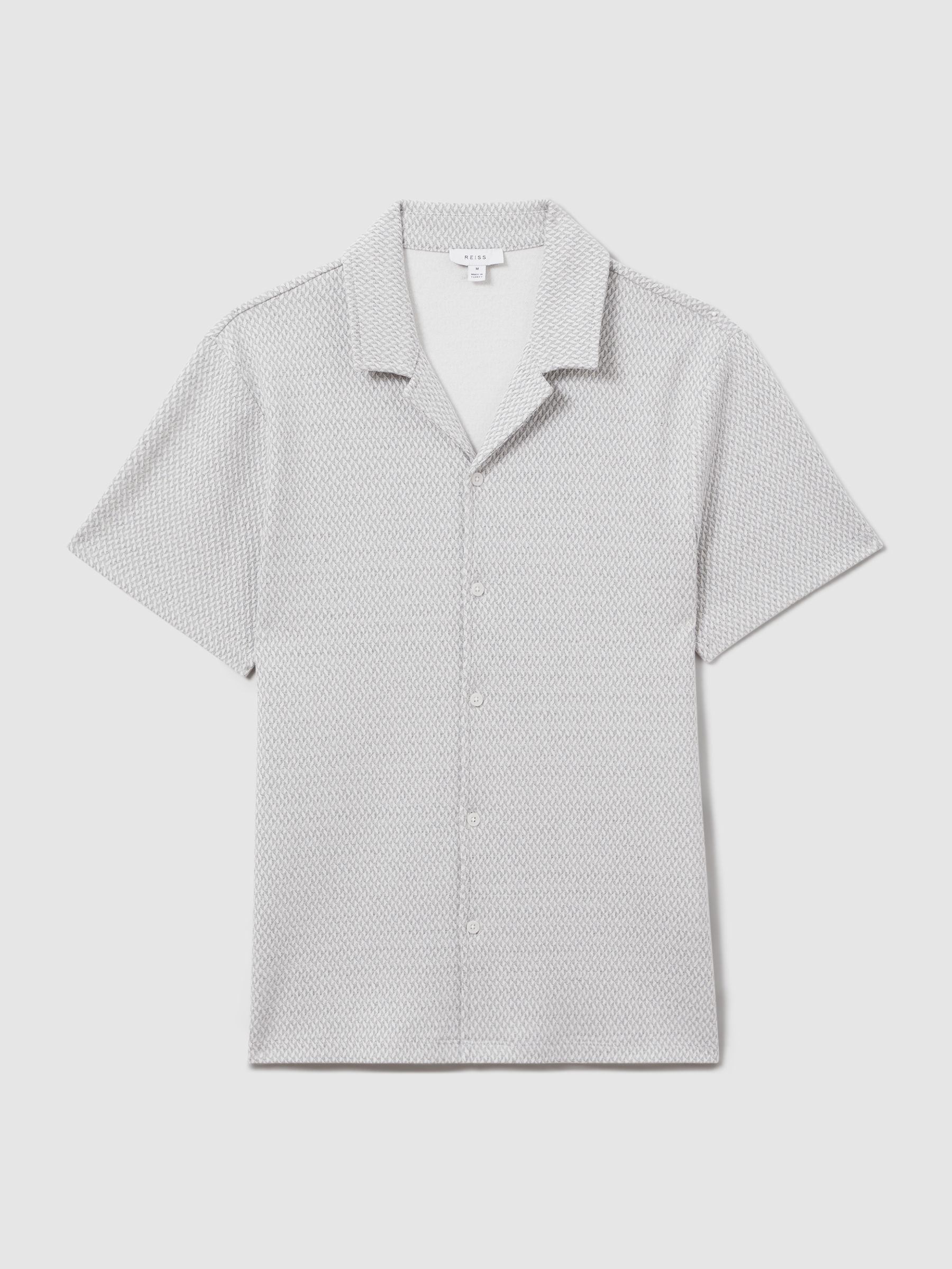 Jacquard Cuban Collar Shirt in Light Grey - Image 2 of 6