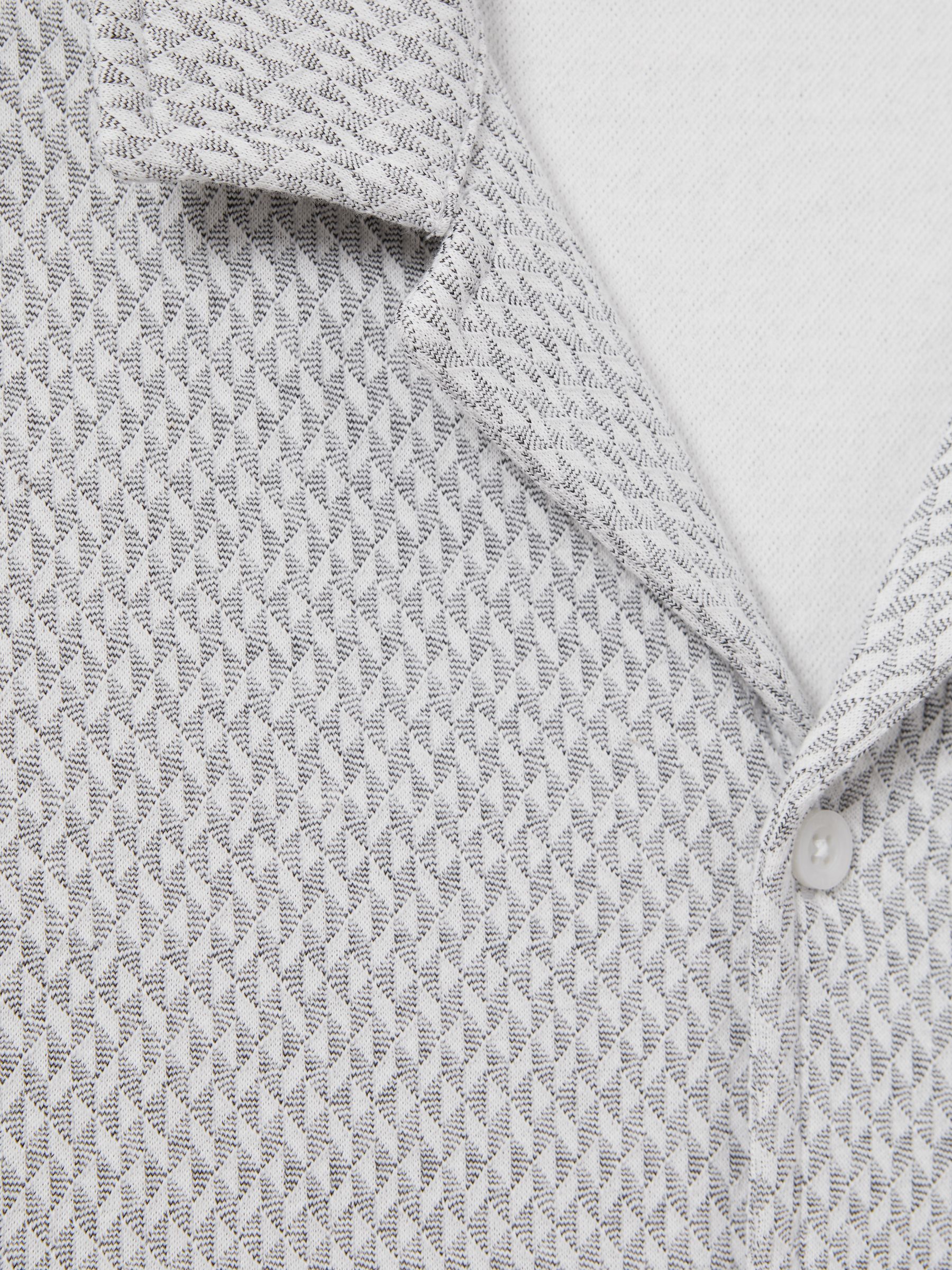 Jacquard Cuban Collar Shirt in Light Grey - Image 6 of 6