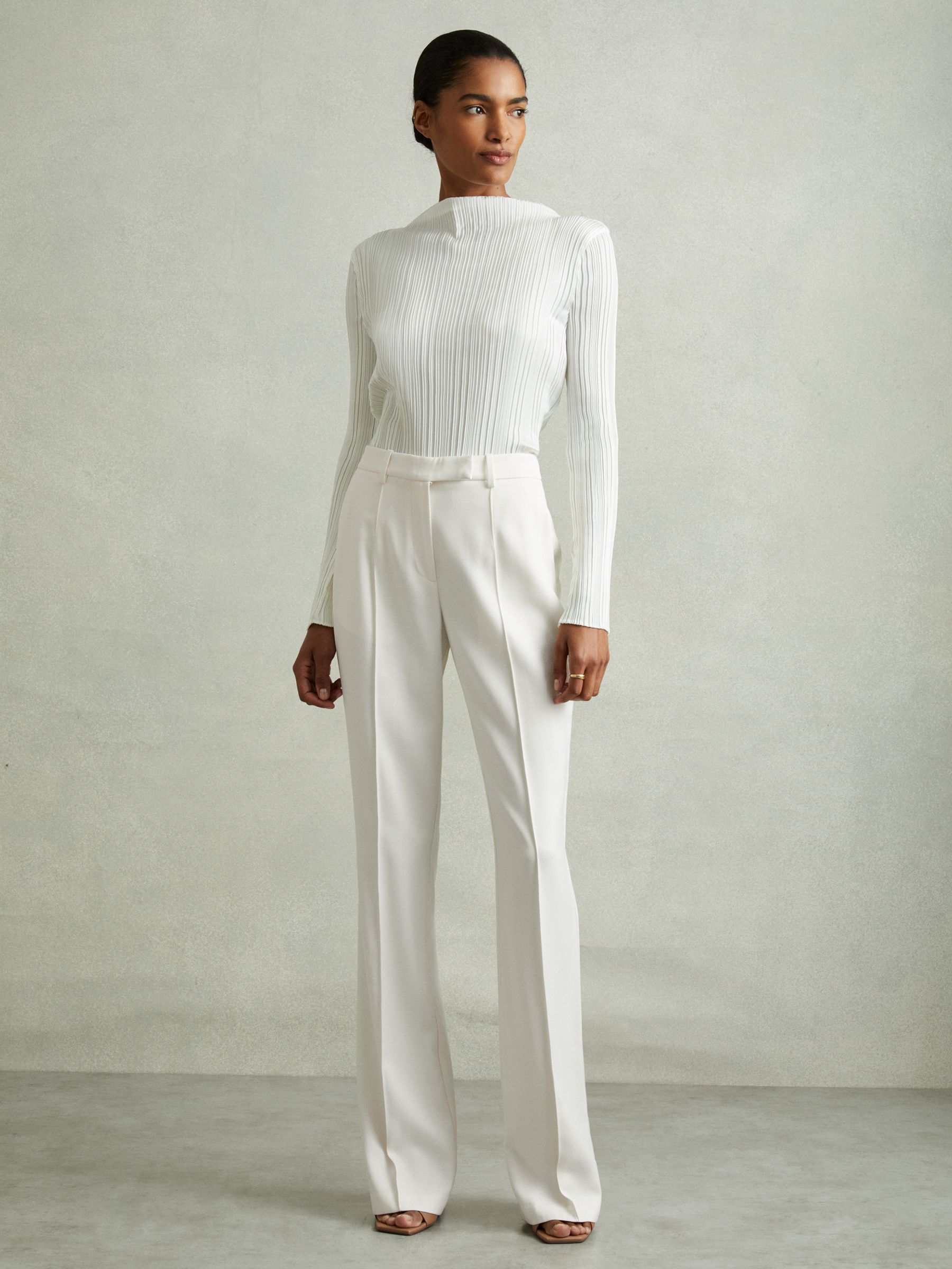 Flared Suit Trousers in Cream - image 2