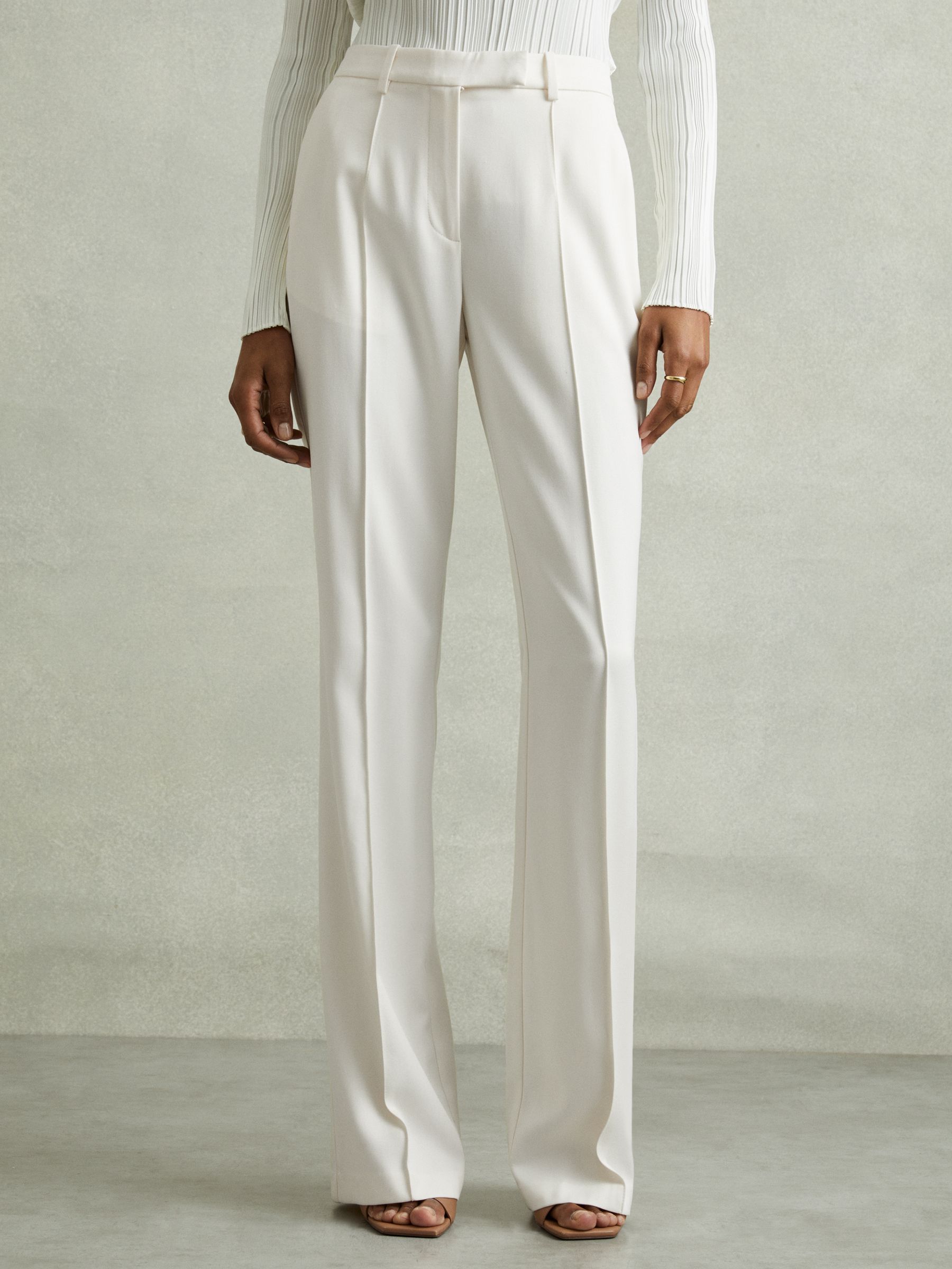 Flared Suit Trousers in Cream - image 3