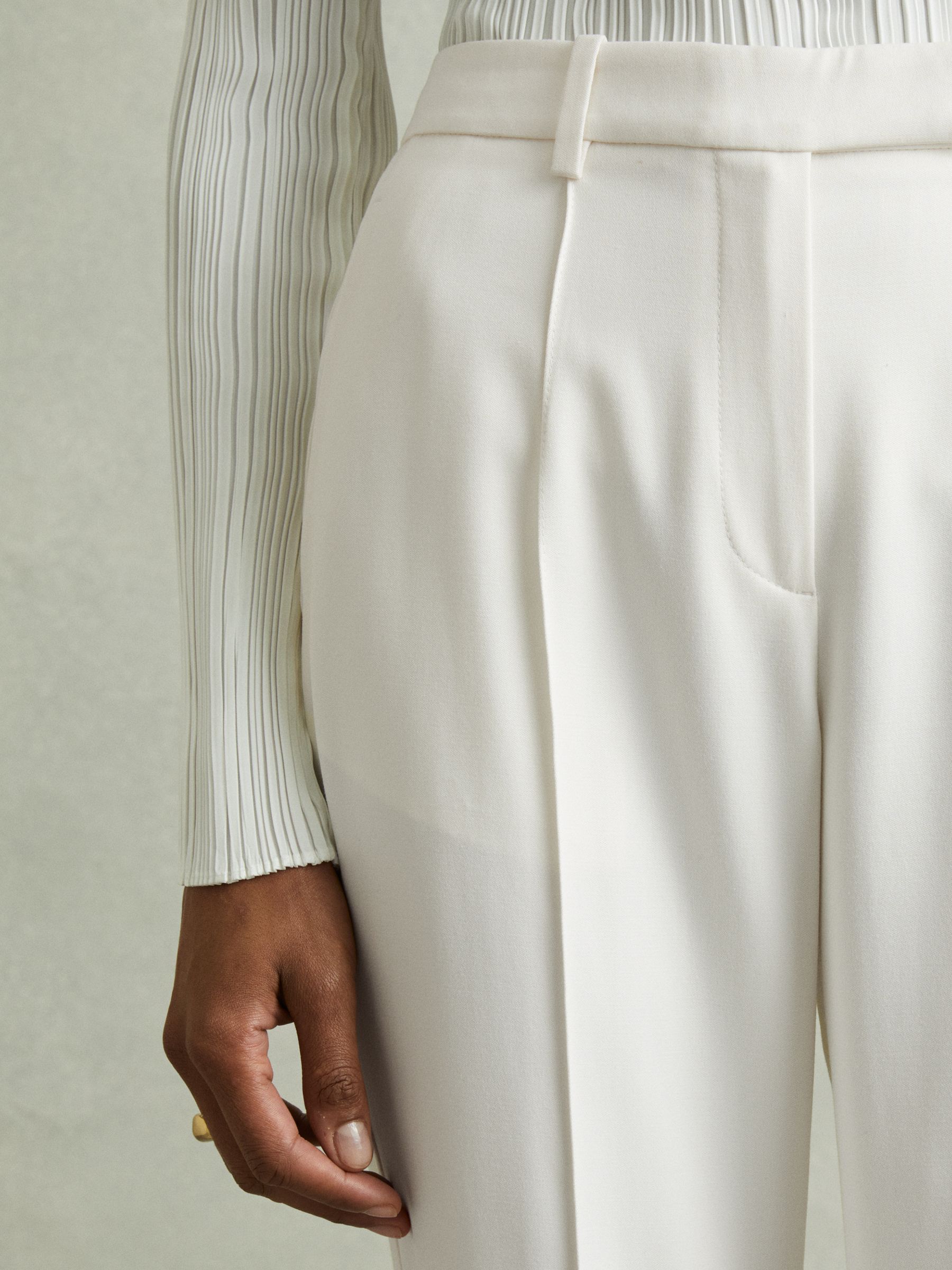 Flared Suit Trousers in Cream - image 5