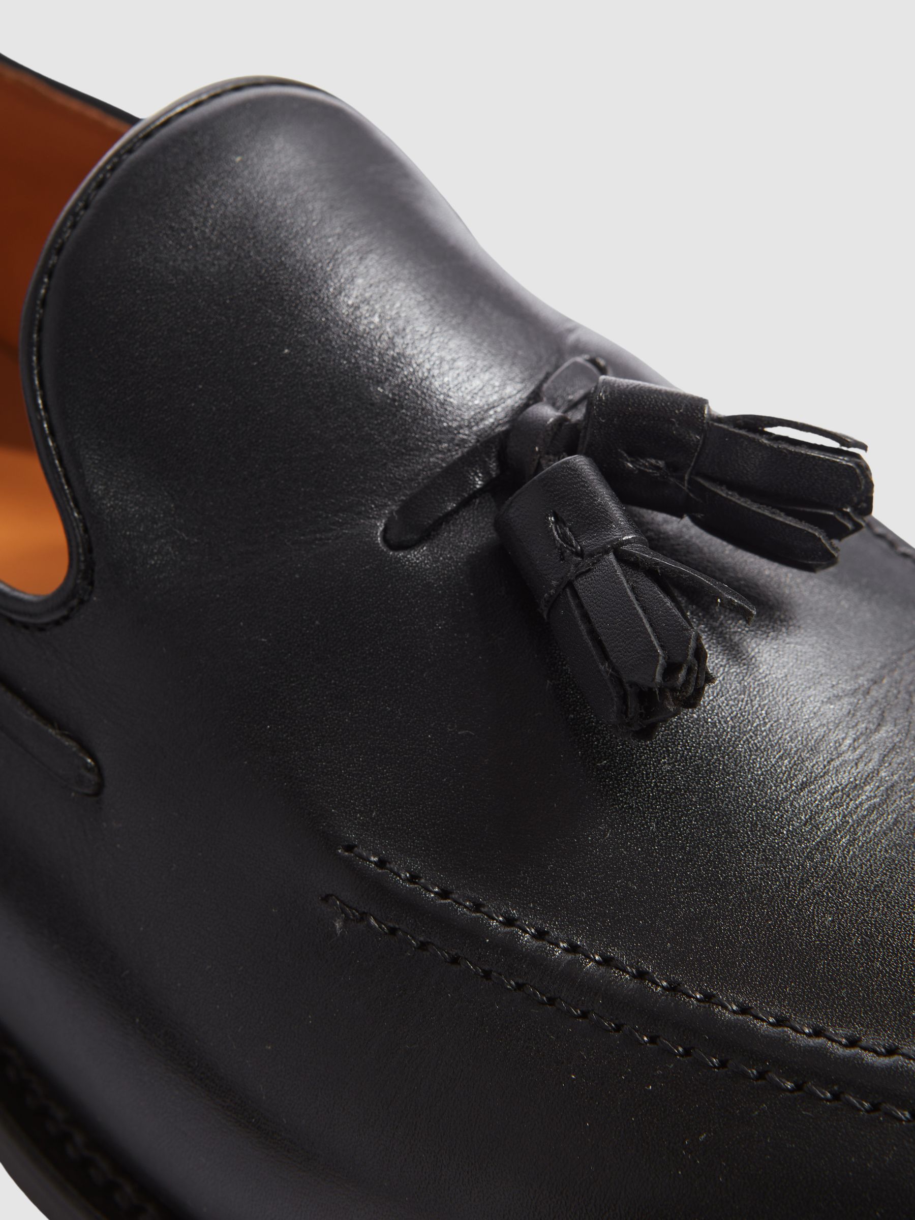 Leather Tassel Loafers in Black - Image 3 of 3