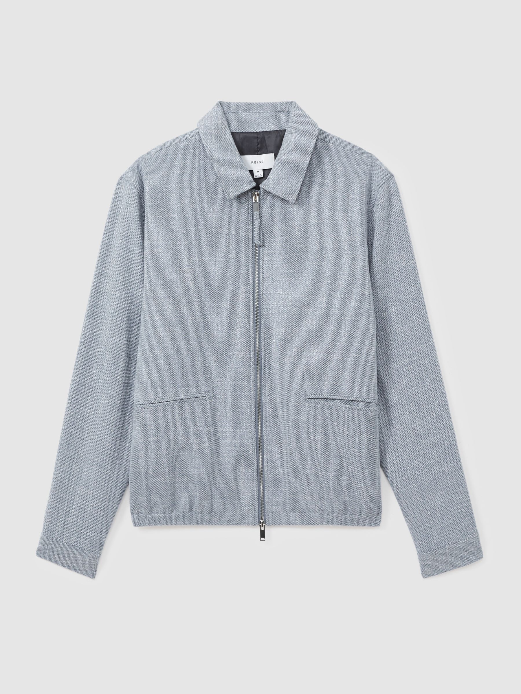 Hopsack Blouson Jacket in Soft Blue - Image 2 of 6 Hopsack Blouson Jacket in Soft Blue - Image 2 of 6