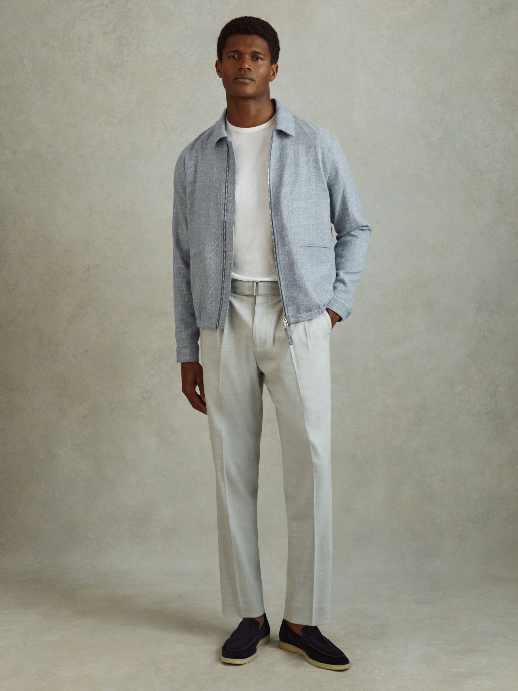 Hopsack Blouson Jacket in Soft Blue - Image 3 of 6