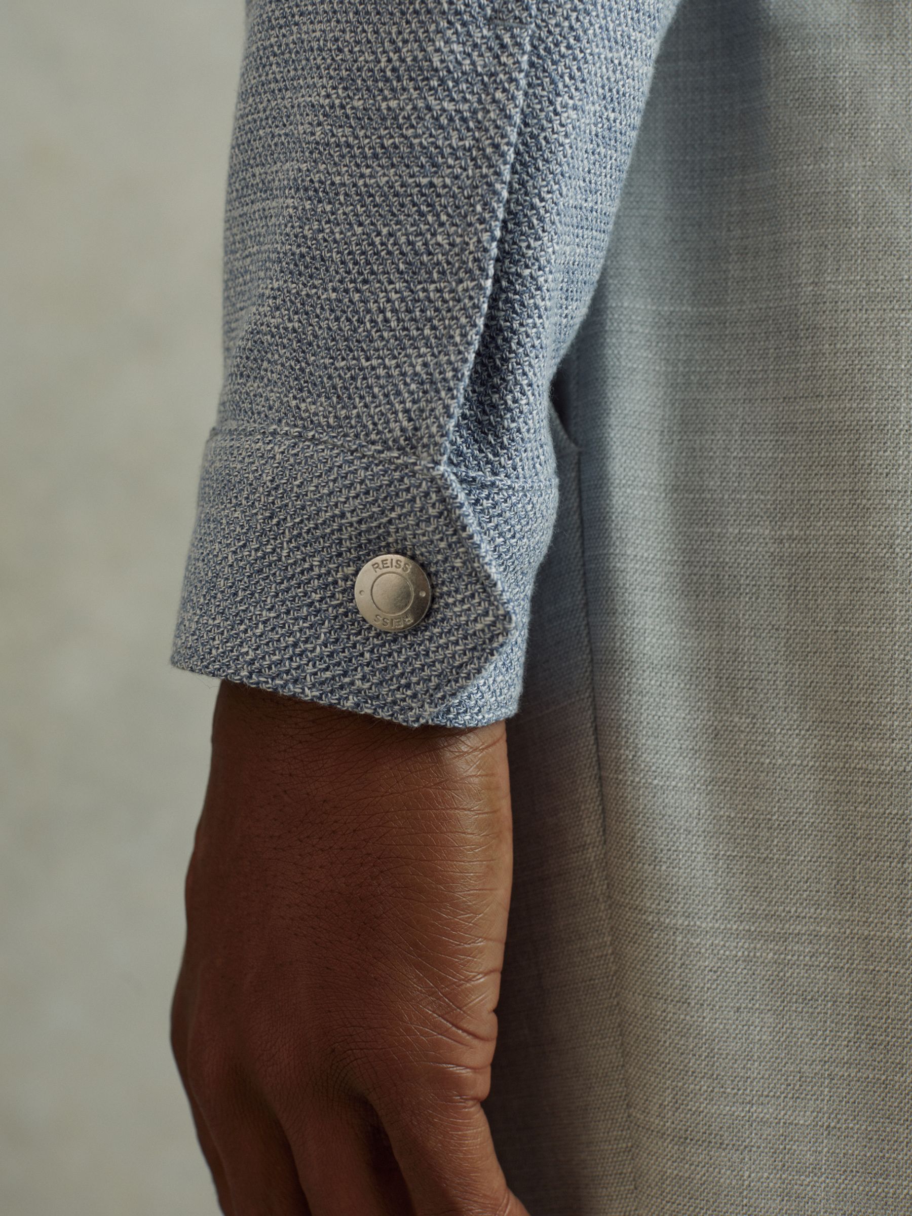 Hopsack Blouson Jacket in Soft Blue - Image 4 of 6