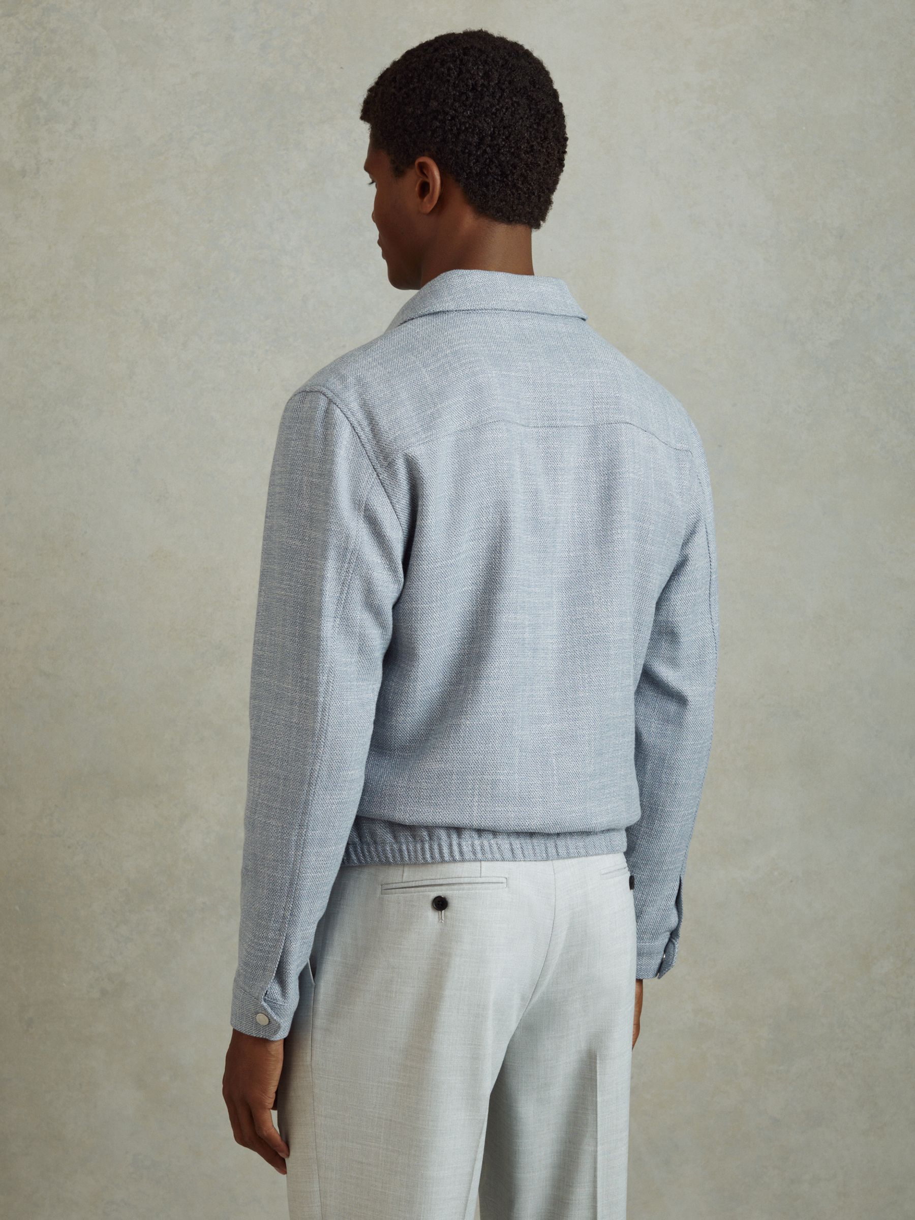 Hopsack Blouson Jacket in Soft Blue - Image 5 of 6