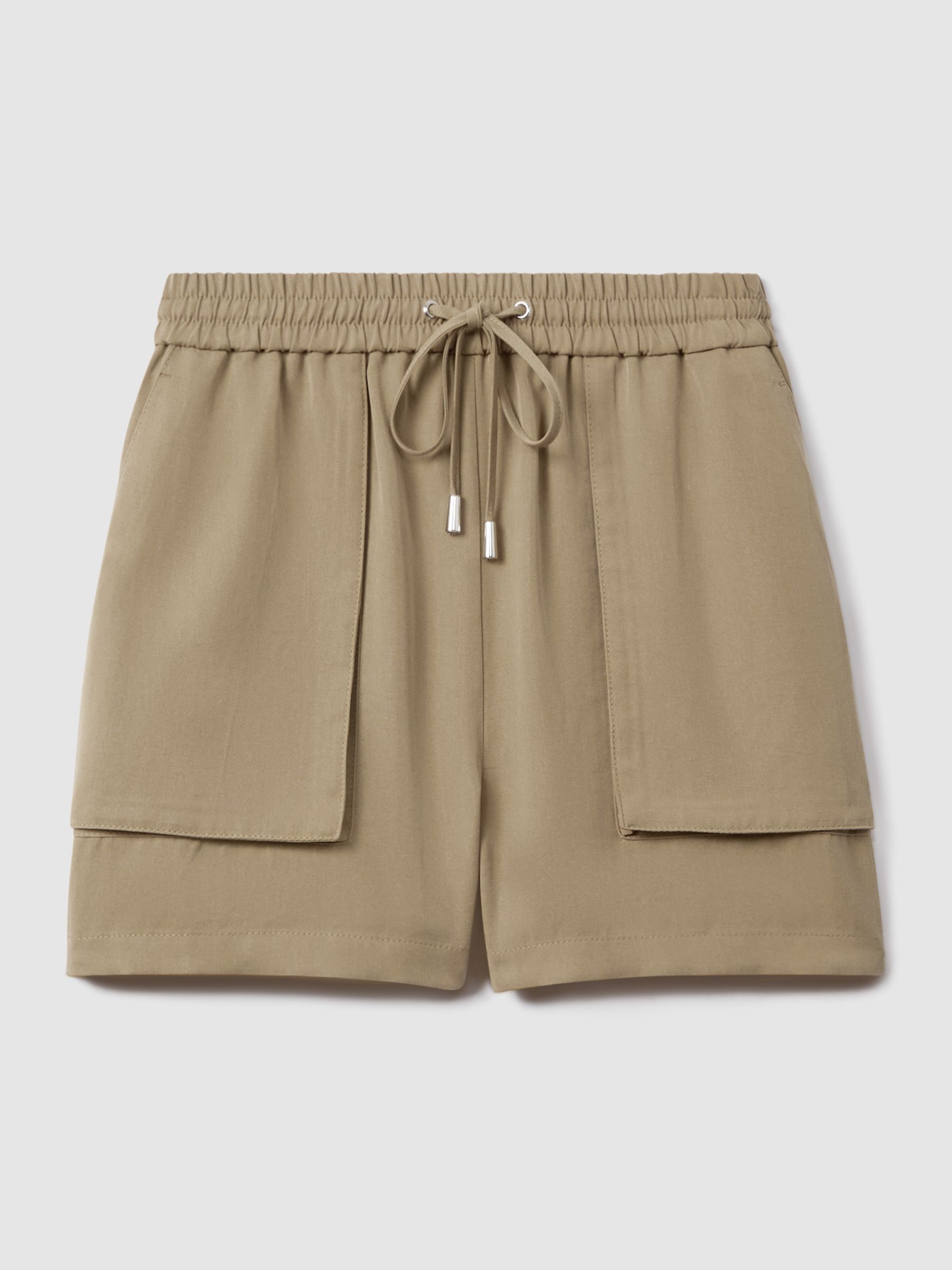 Drawstring Shorts with TENCEL™ Fibers in Khaki - Image 2 of 6