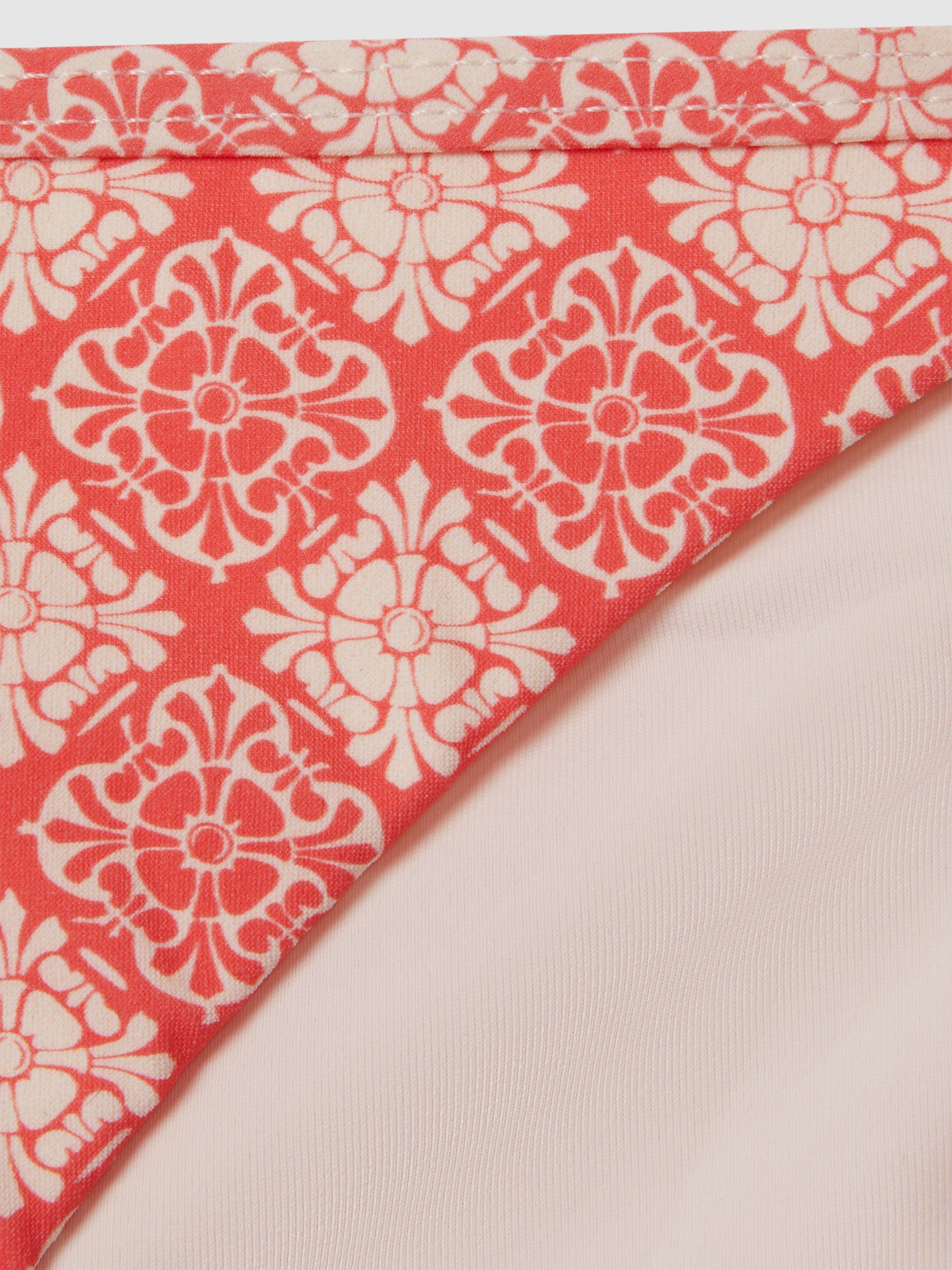 Printed Side Tie Bikini Bottoms in Cream/Coral - Image 5 of 5