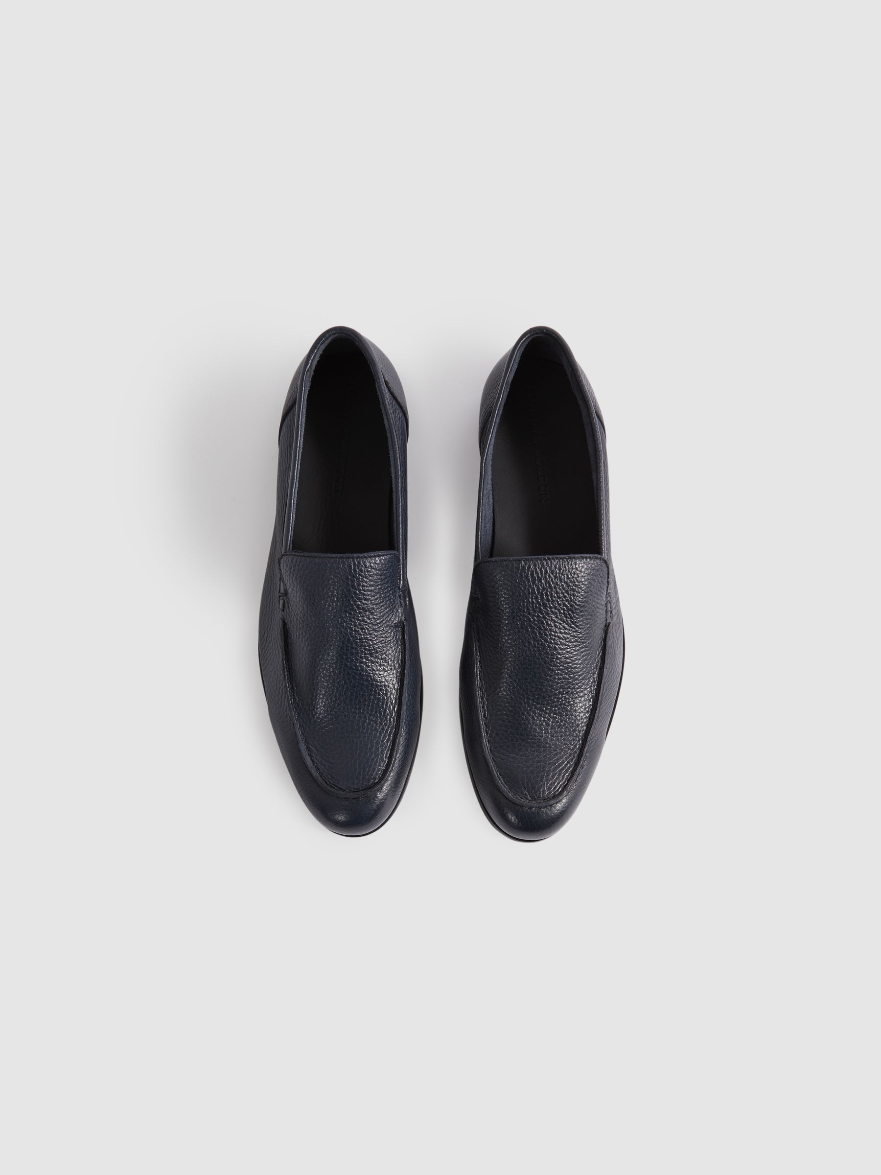 Harrys London Deer Leather Loafers in Navy - Image 1 of 4