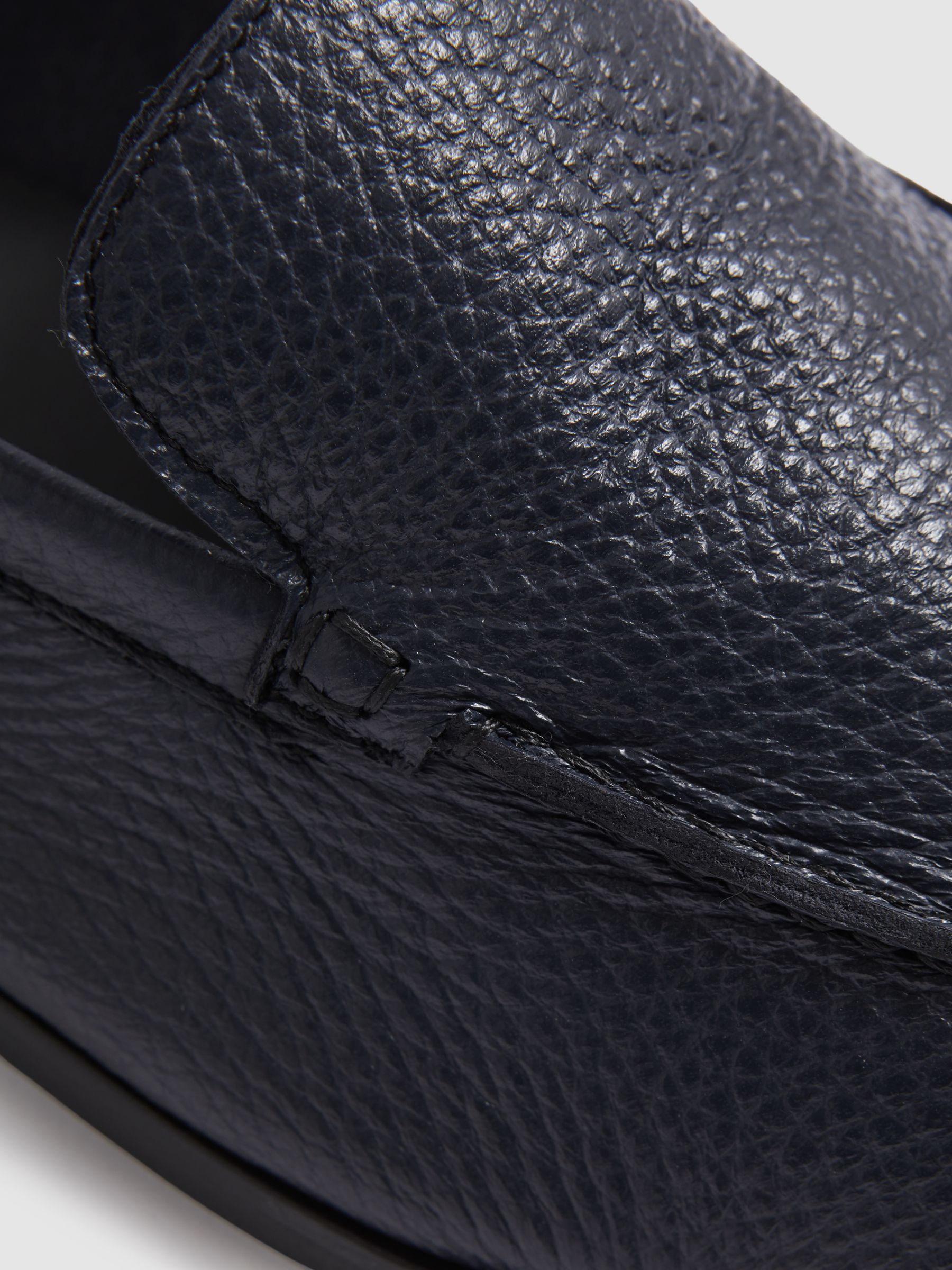 Harrys London Deer Leather Loafers in Navy - Image 4 of 4