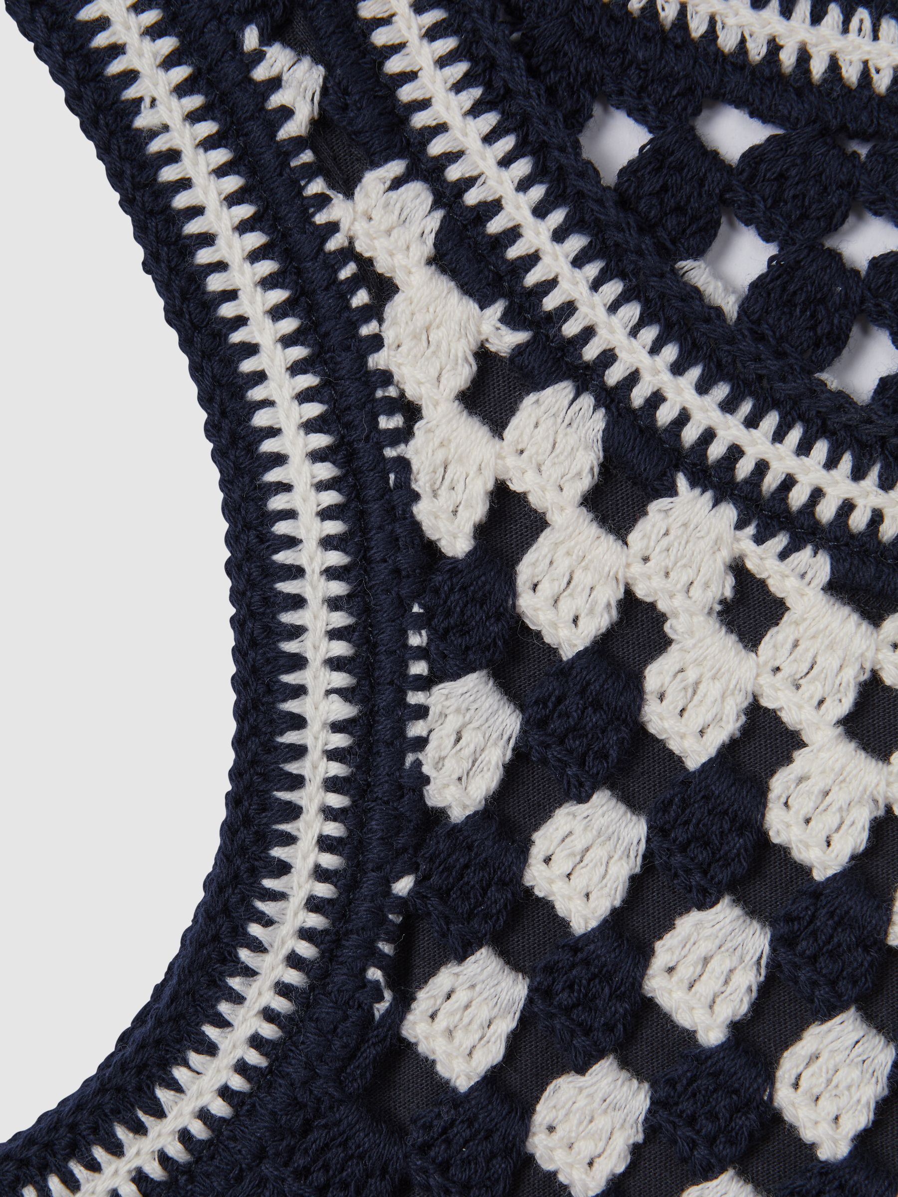 9-13 yrs Crochet Cotton Crew Neck Vest in Ivory - Image 4 of 4
