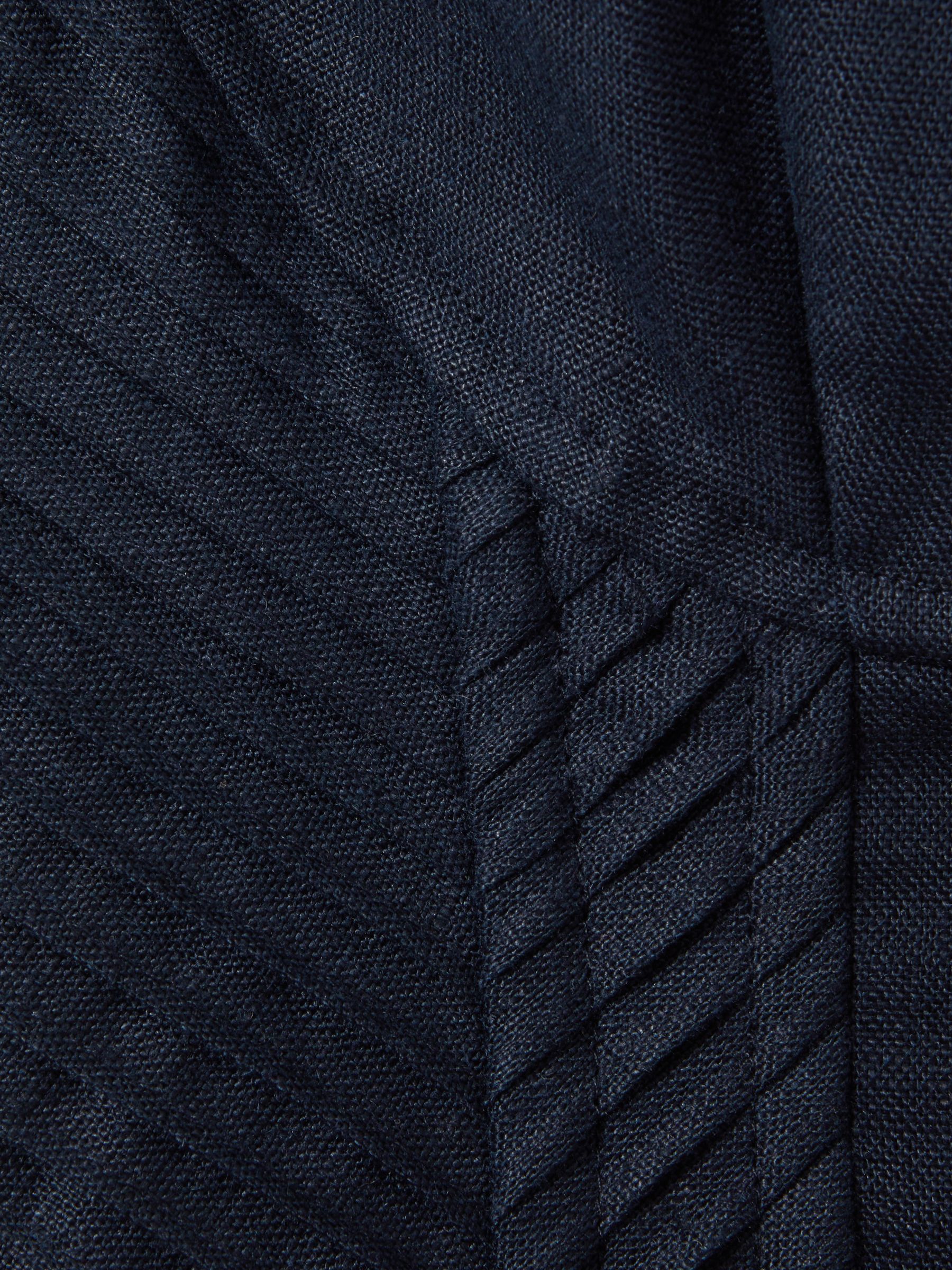 Etta Navy 100% Linen Corset Midi Dress - Image 5 of 5