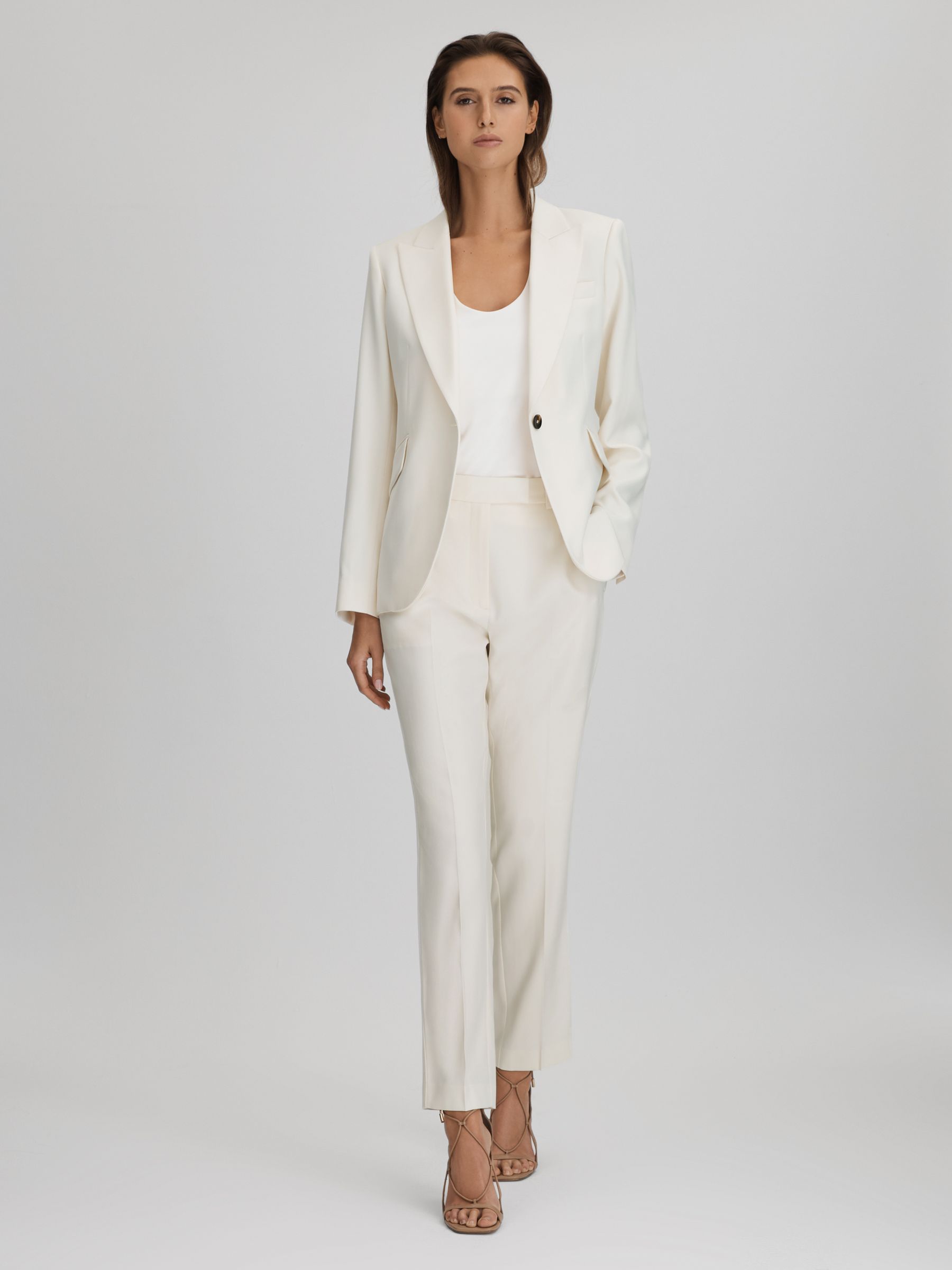 Slim Fit Suit Trousers in Cream - Image 6 of 6