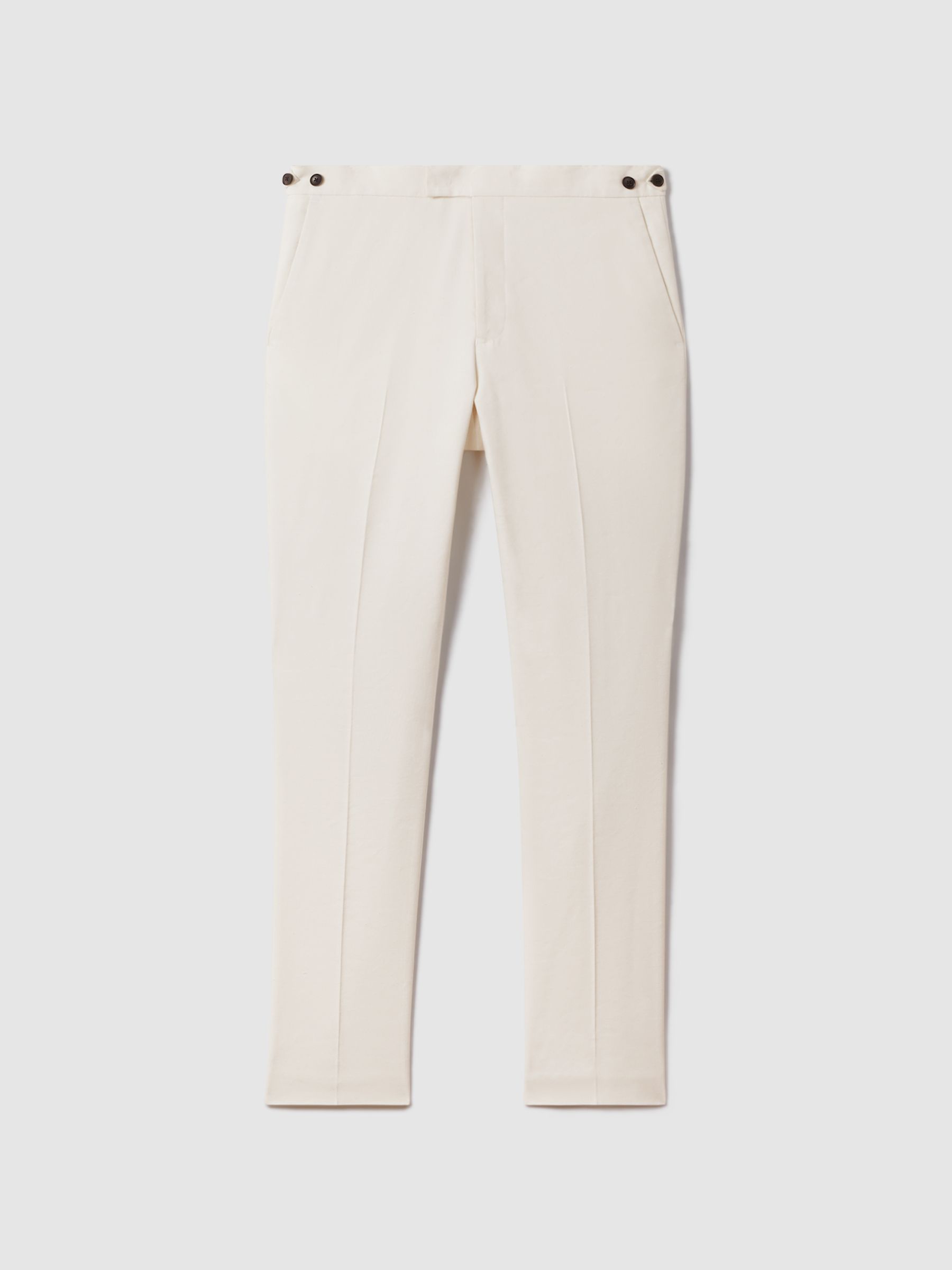 Heat Off White Linen Blend Adjuster Slim Fit Trousers - Image 2 of 6