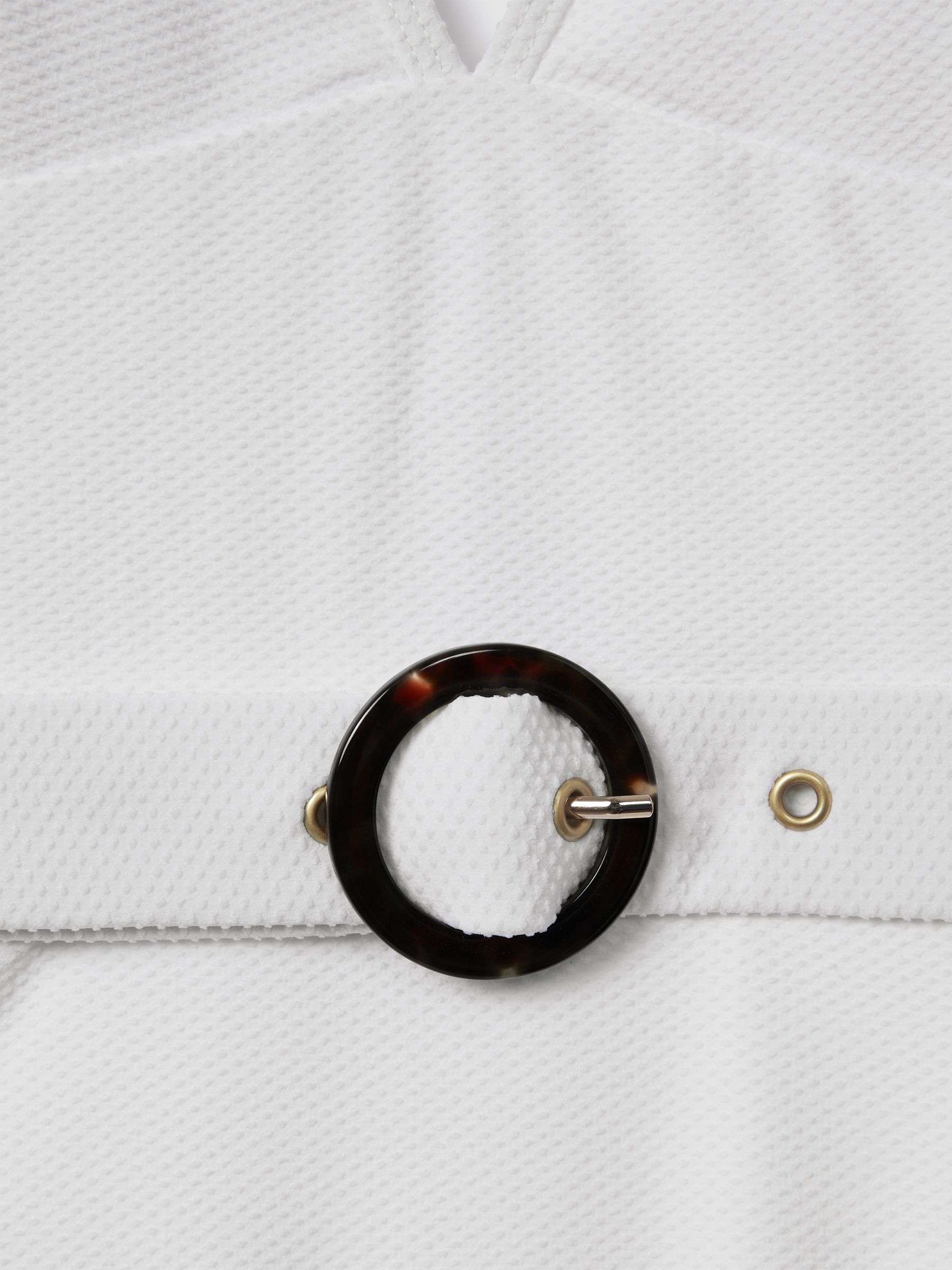Textured Belted Swimsuit in White - Image 6 of 6
