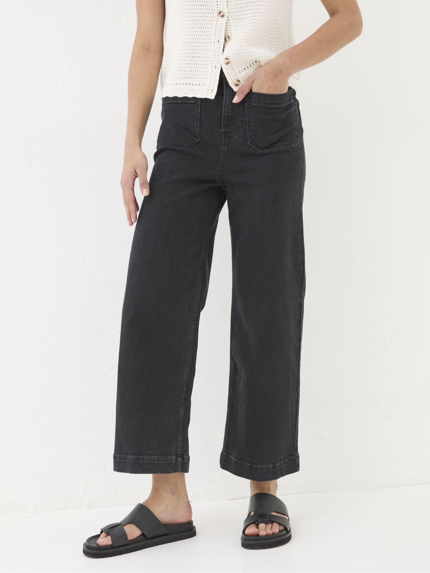 Keswick Black Wide Leg Crop Jeans - Image 1 of 4