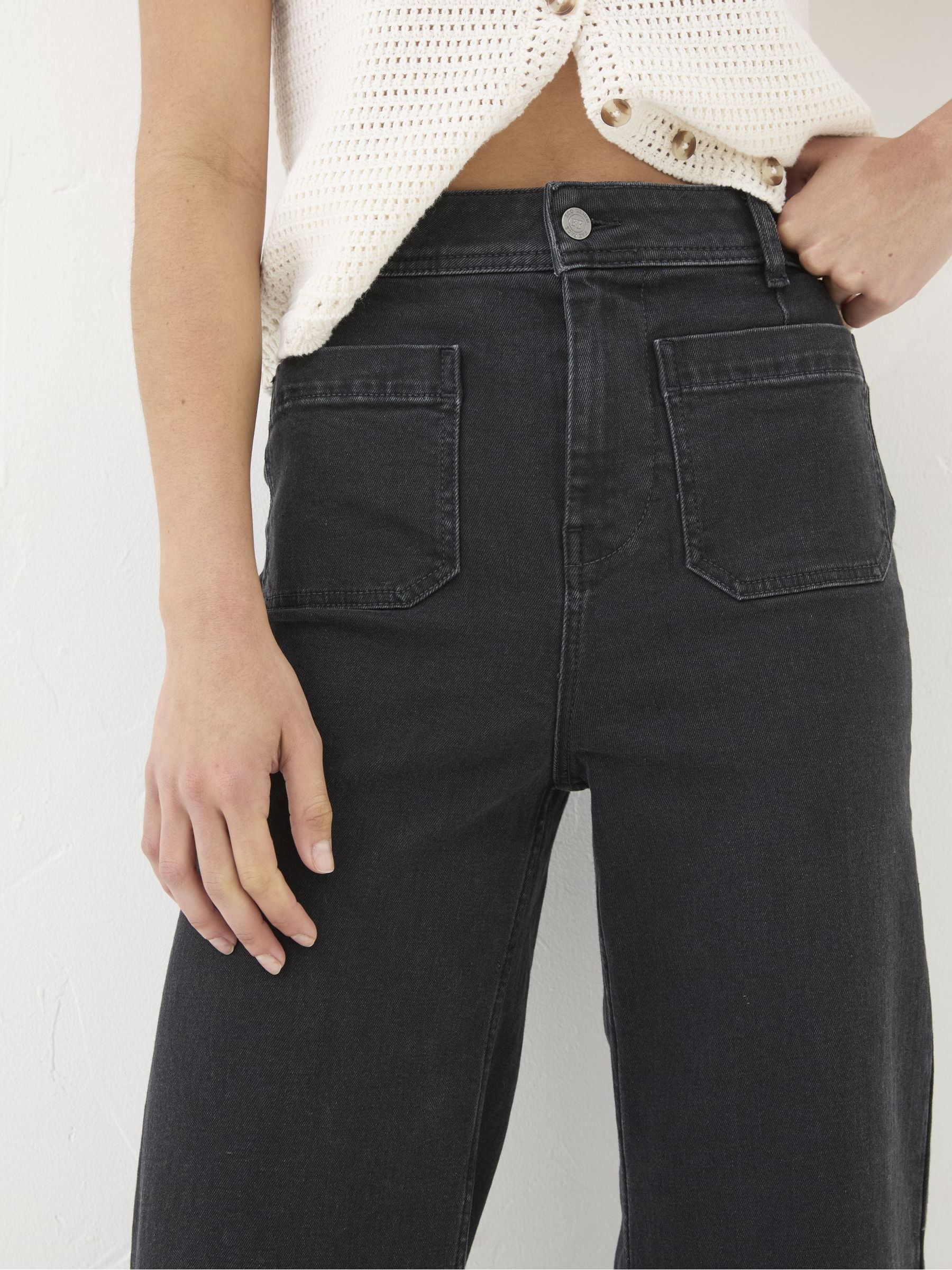 Keswick Black Wide Leg Crop Jeans - Image 3 of 4